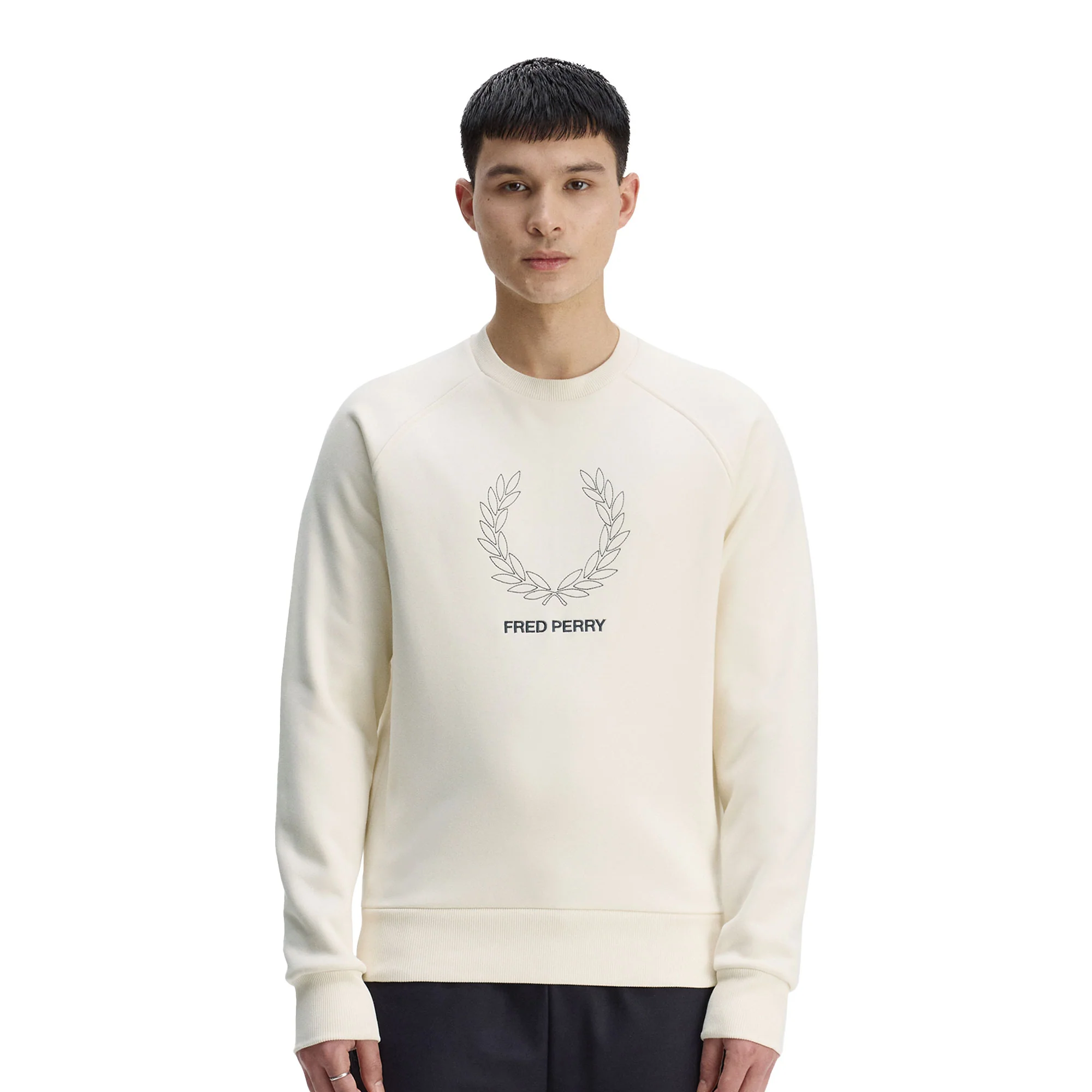 Fred Perry Outline Laurel Wreath Sweatshirt Ecru