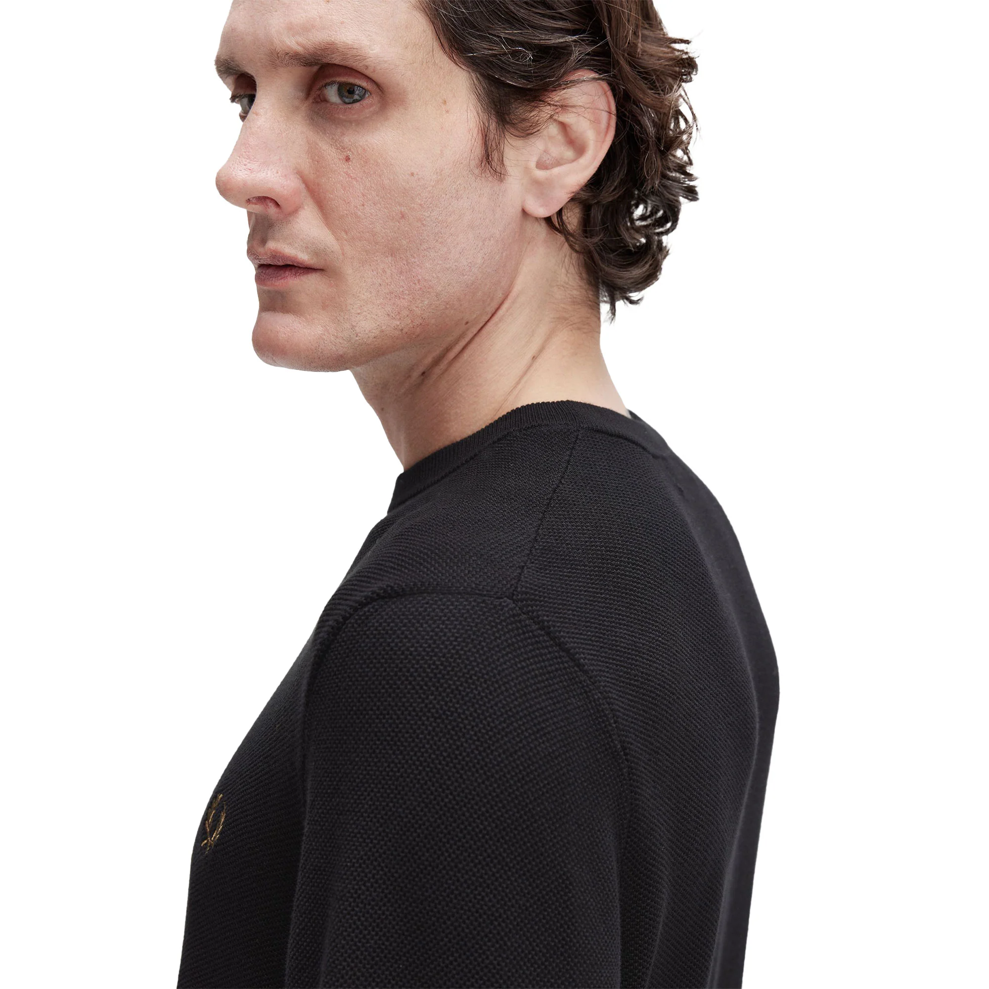 Fred Perry Pique Stitch Jumper Black - Image 2