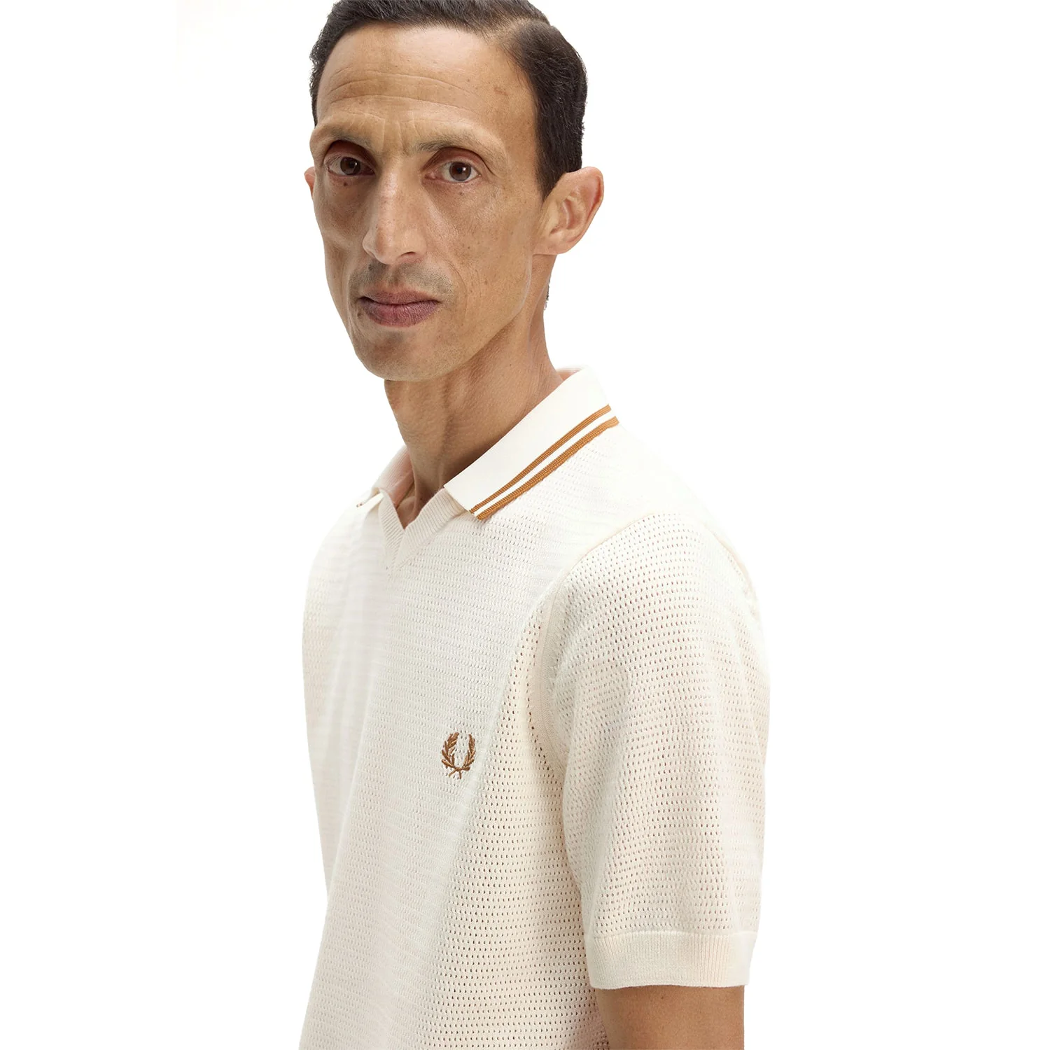 Fred Perry Pointelle Knitted Shirt Ecru - Image 5