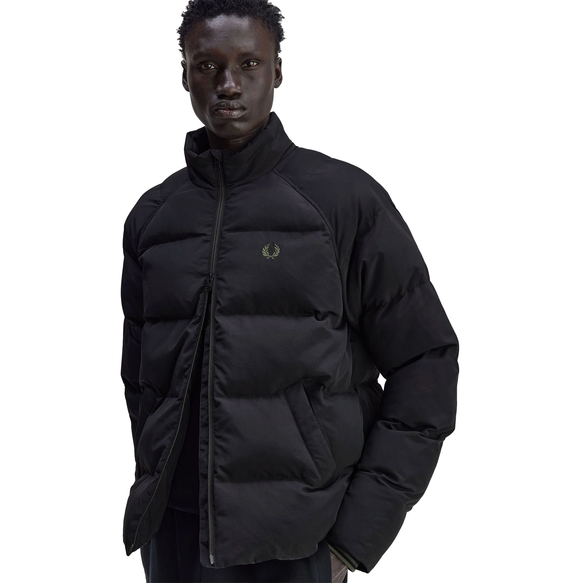 Fred Perry Raglan Sleeve Padded Jacket Black - Image 3