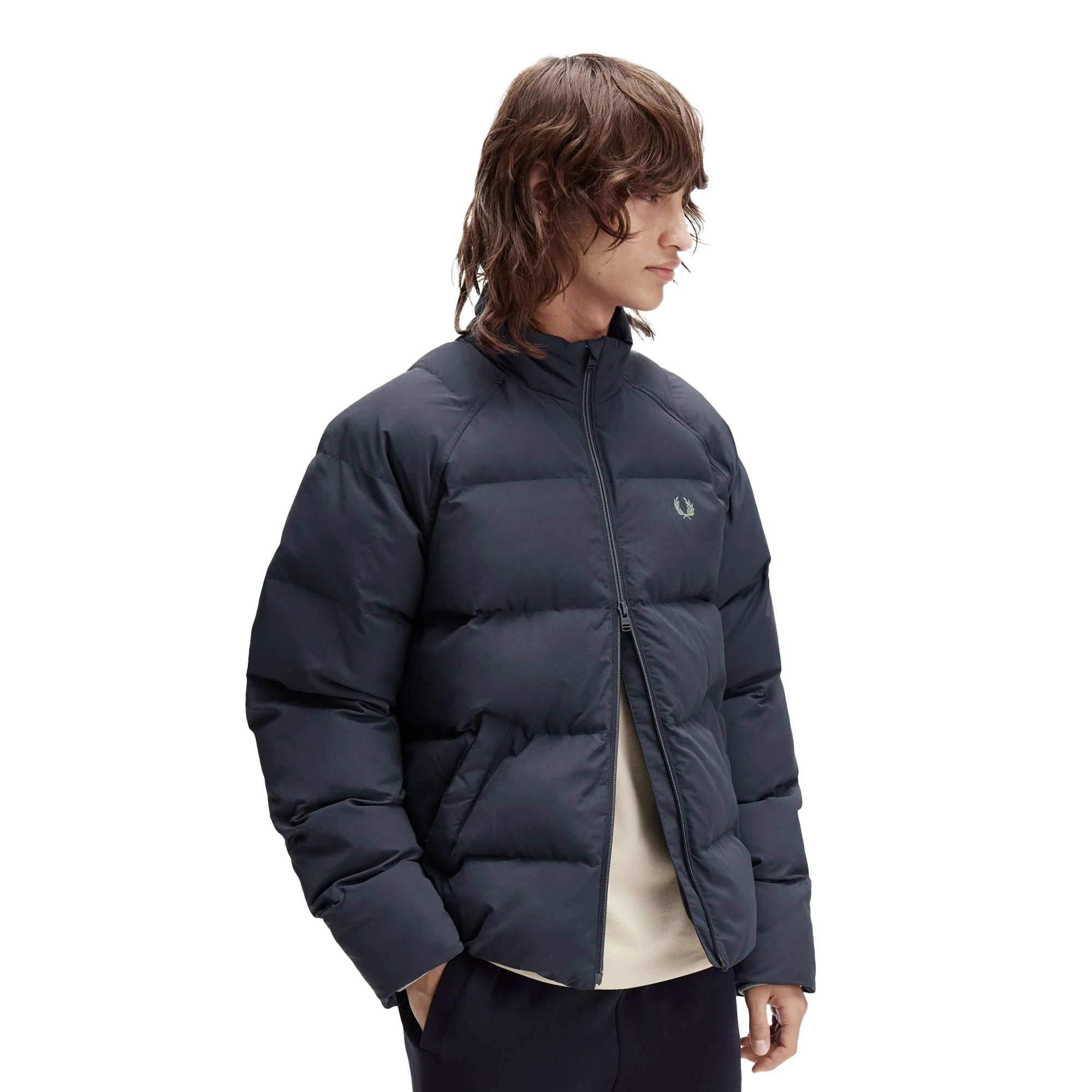 Fred Perry Raglan Sleeve Padded Jacket Dark Airforce - Image 3