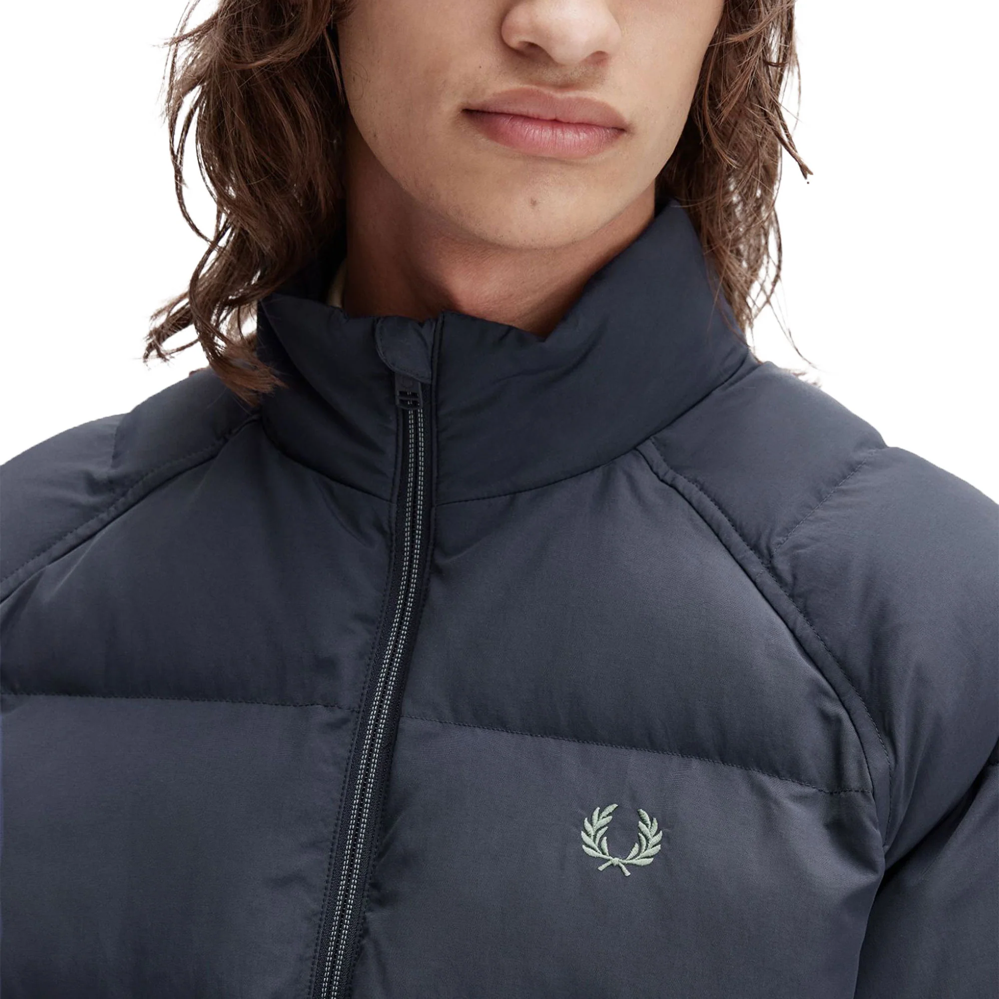 Fred Perry Raglan Sleeve Padded Jacket Dark Airforce - Image 4