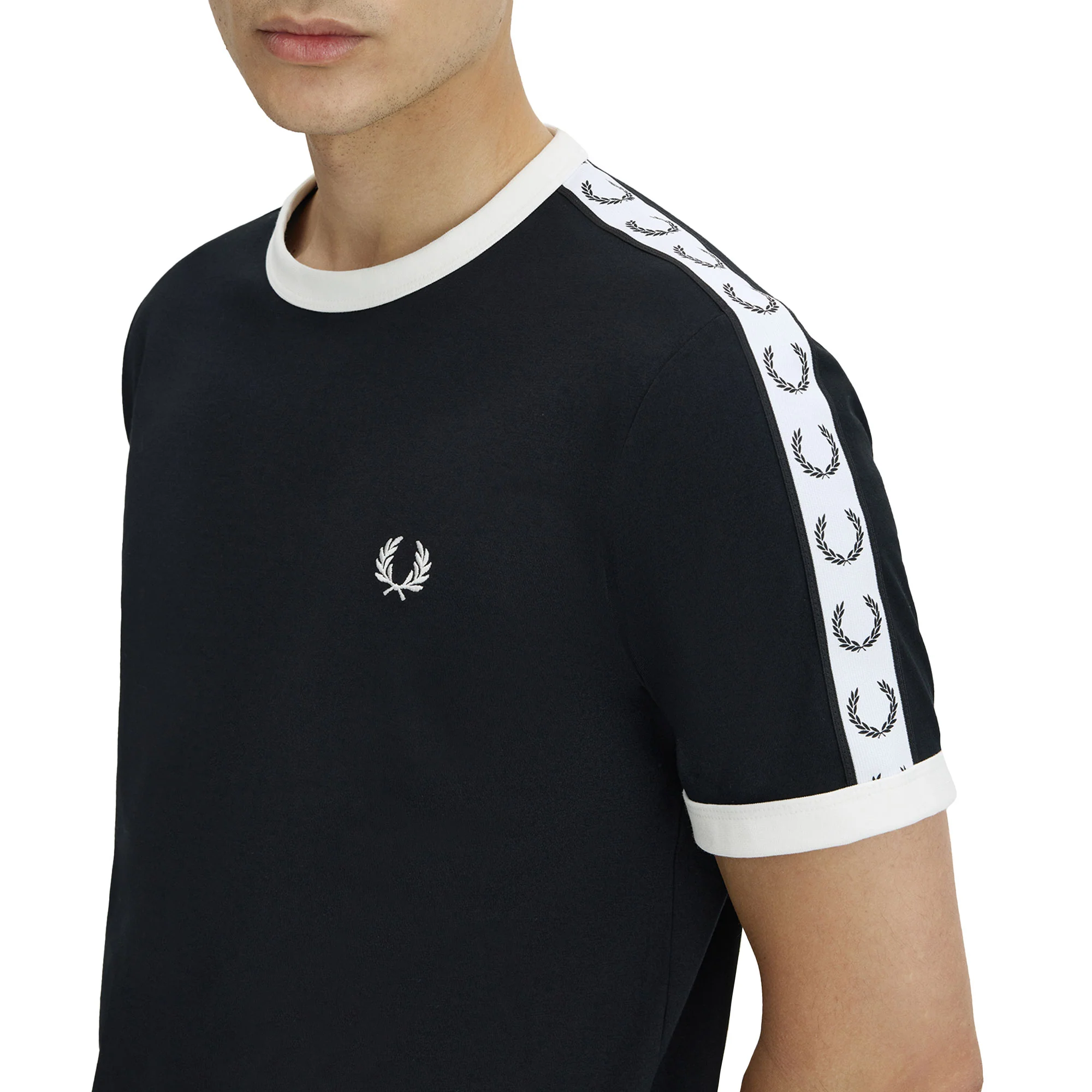 Fred Perry Taped Ringer T-Shirt Black - Image 3