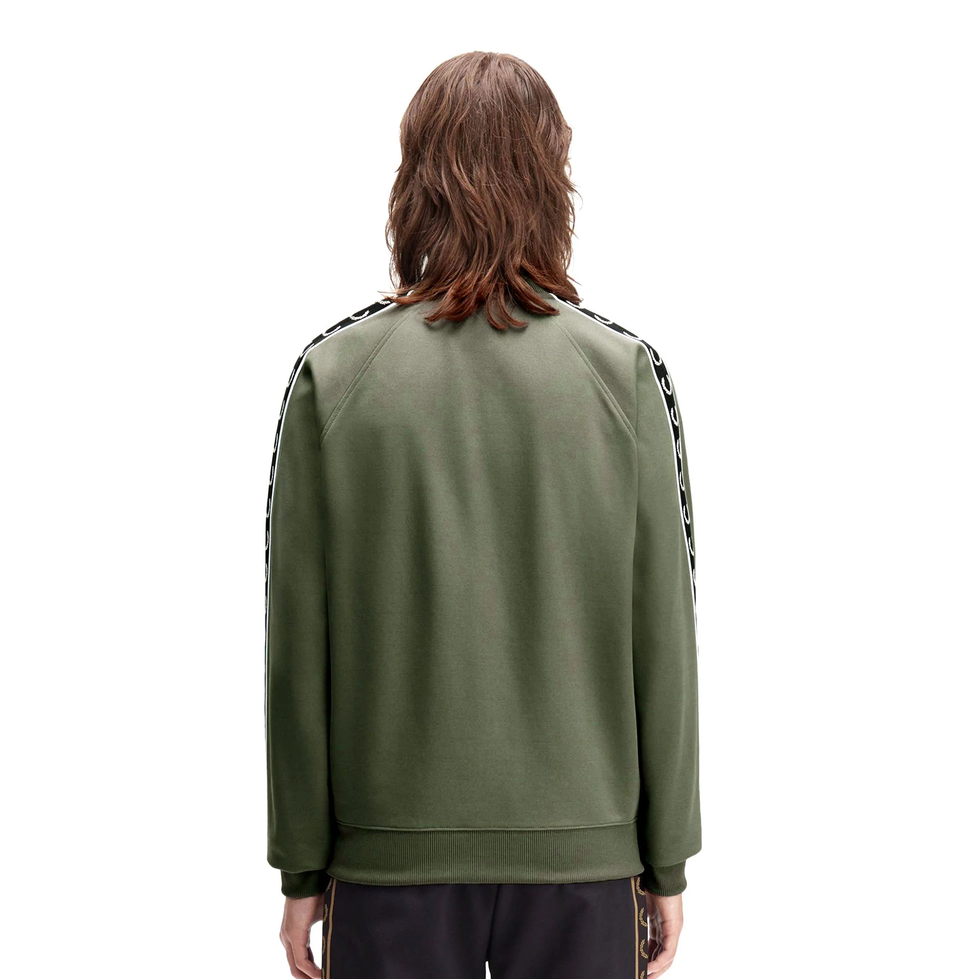 Fred Perry Taped Track Jacket Laurel Wreath Green/Black - Image 2