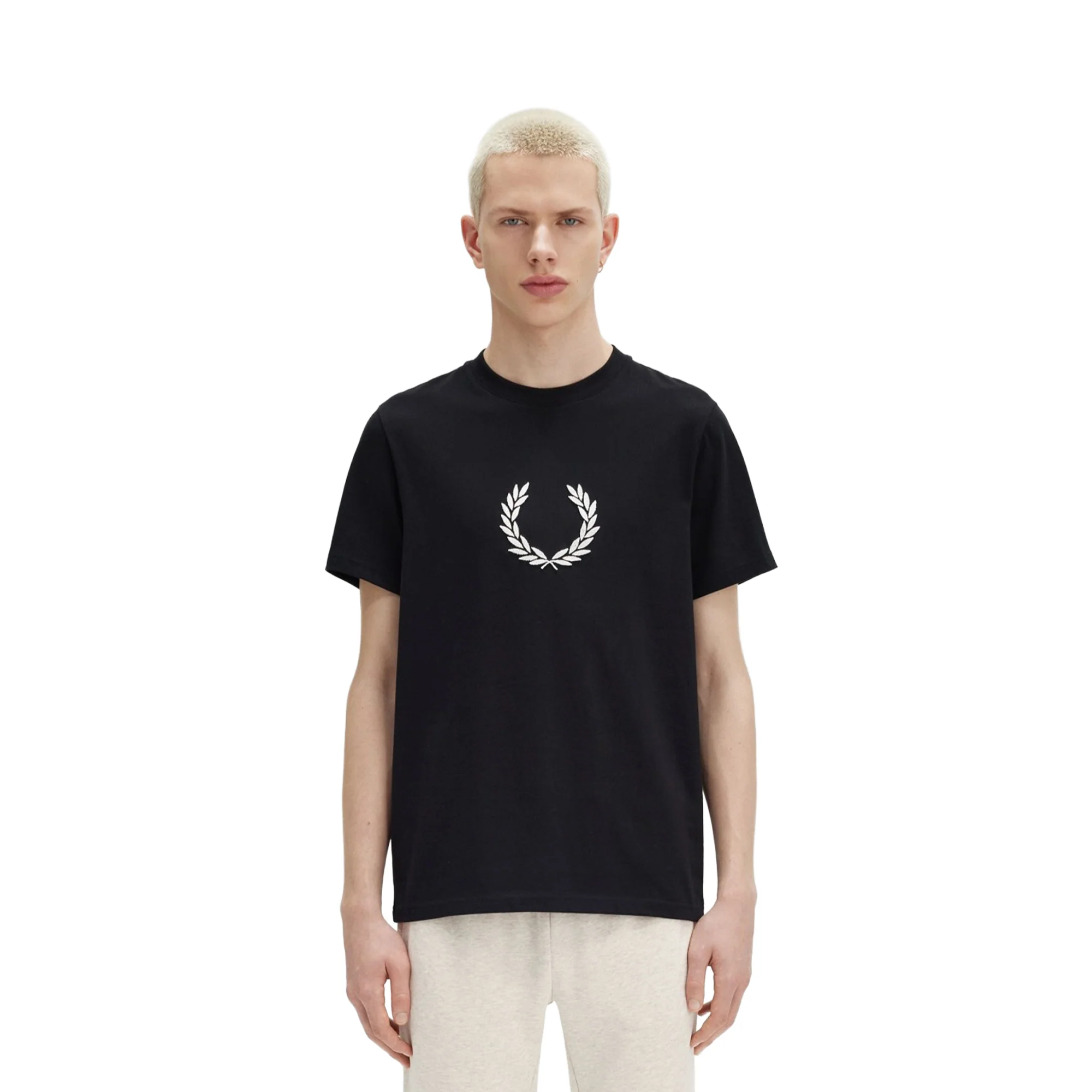 Fred Perry Textured Laurel Wreath T-Shirt Black