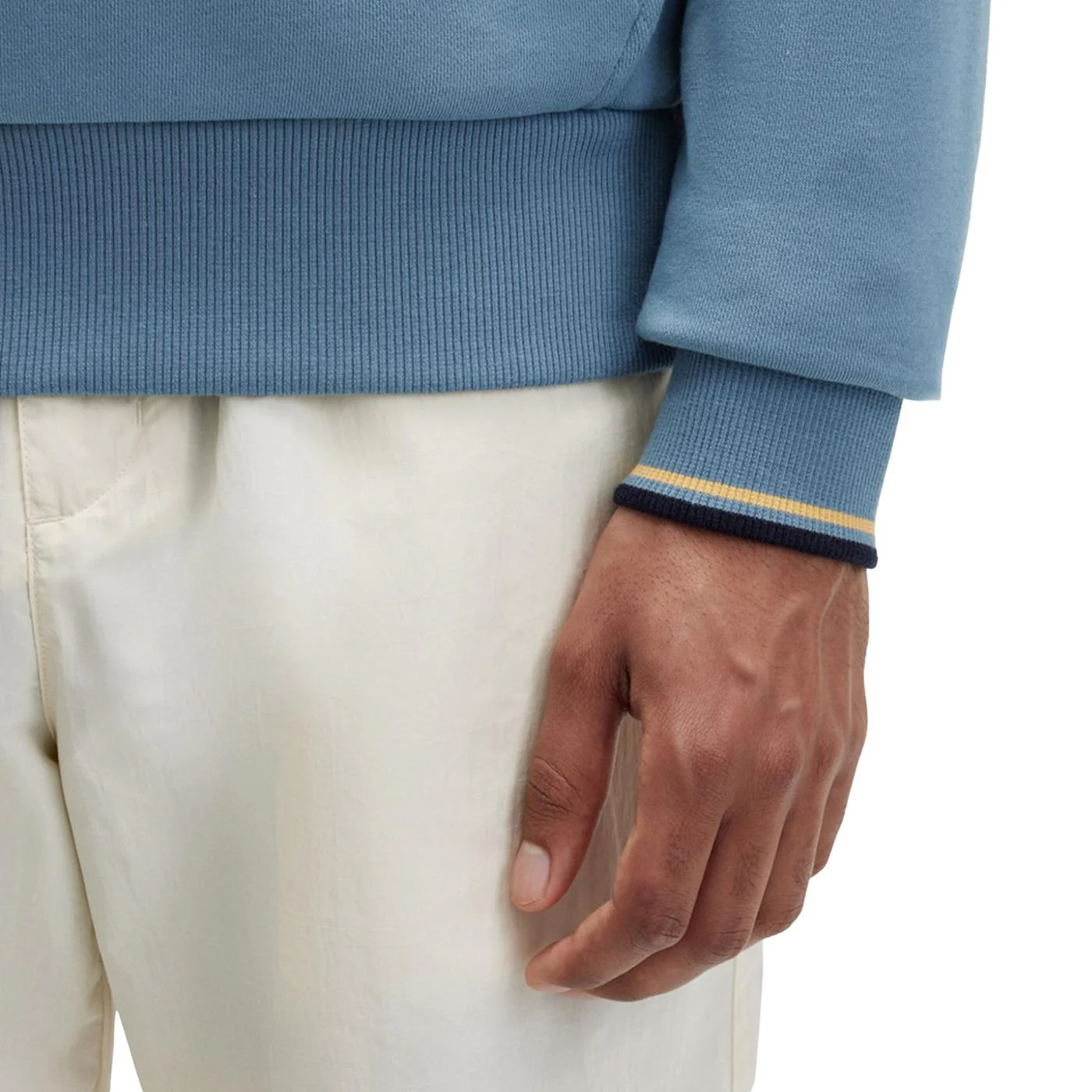 Fred Perry Tipped Hooded Sweatshirt Ash Blue - Image 3