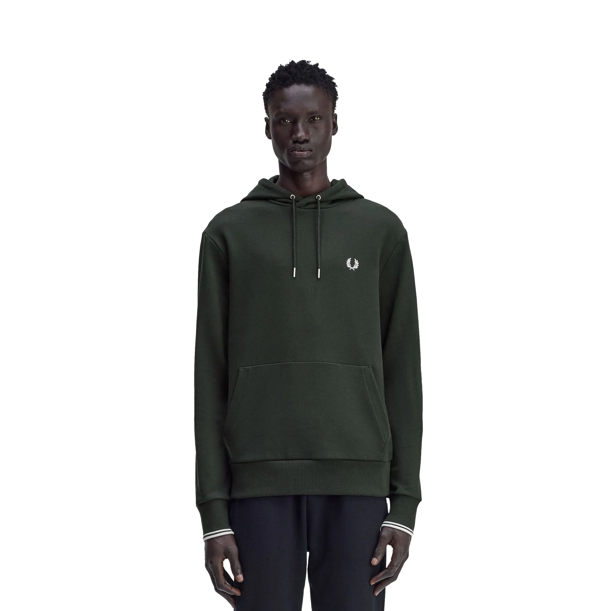 Fred Perry Tipped Hooded Sweatshirt Night Green/Snow White