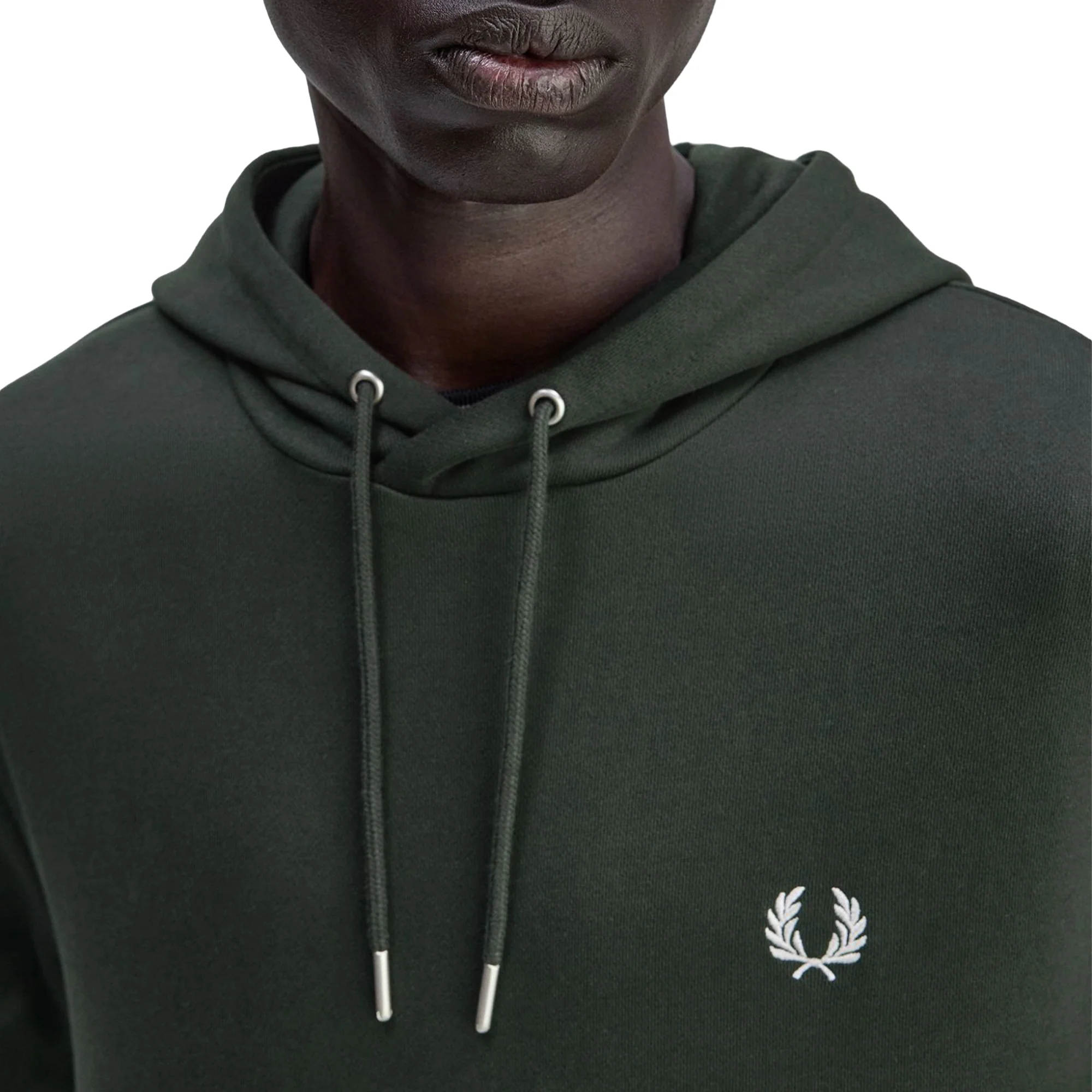 Fred Perry Tipped Hooded Sweatshirt Night Green/Snow White - Image 3
