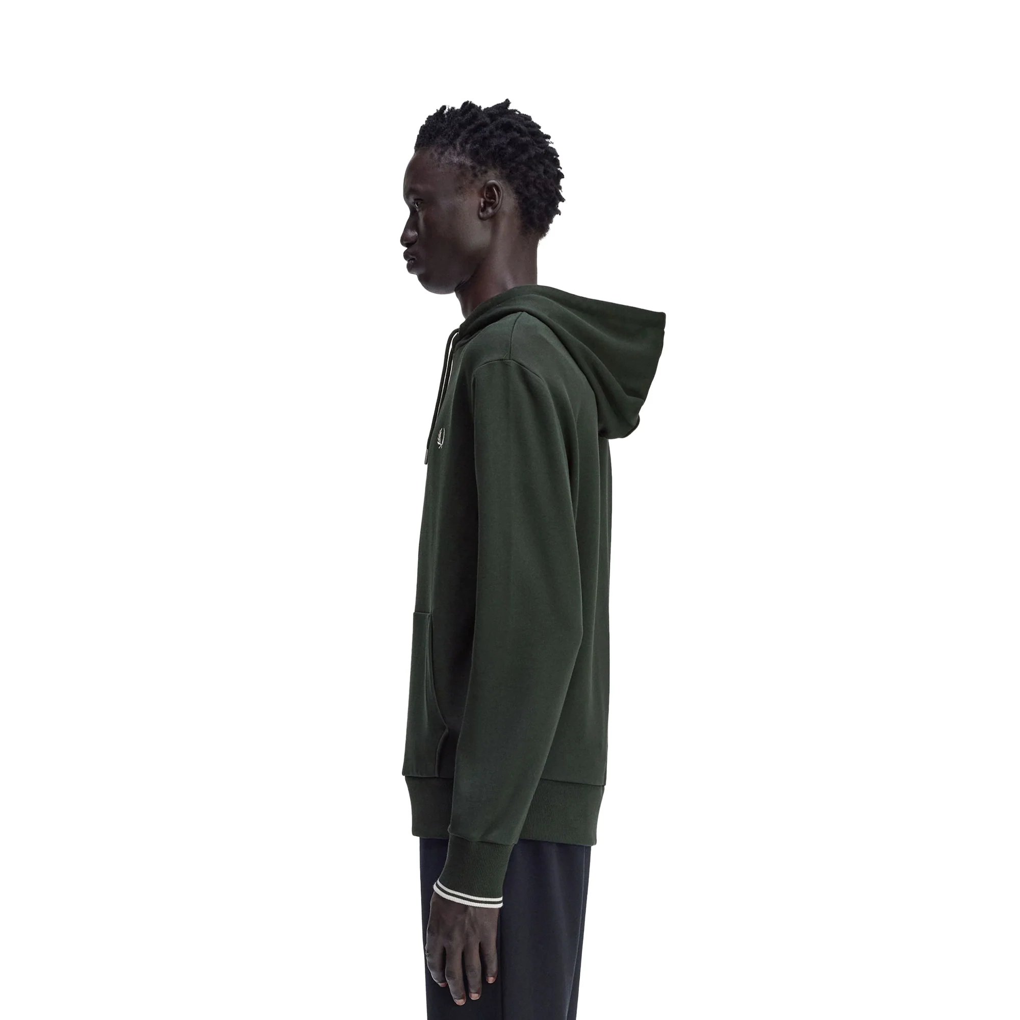 Fred Perry Tipped Hooded Sweatshirt Night Green/Snow White - Image 4