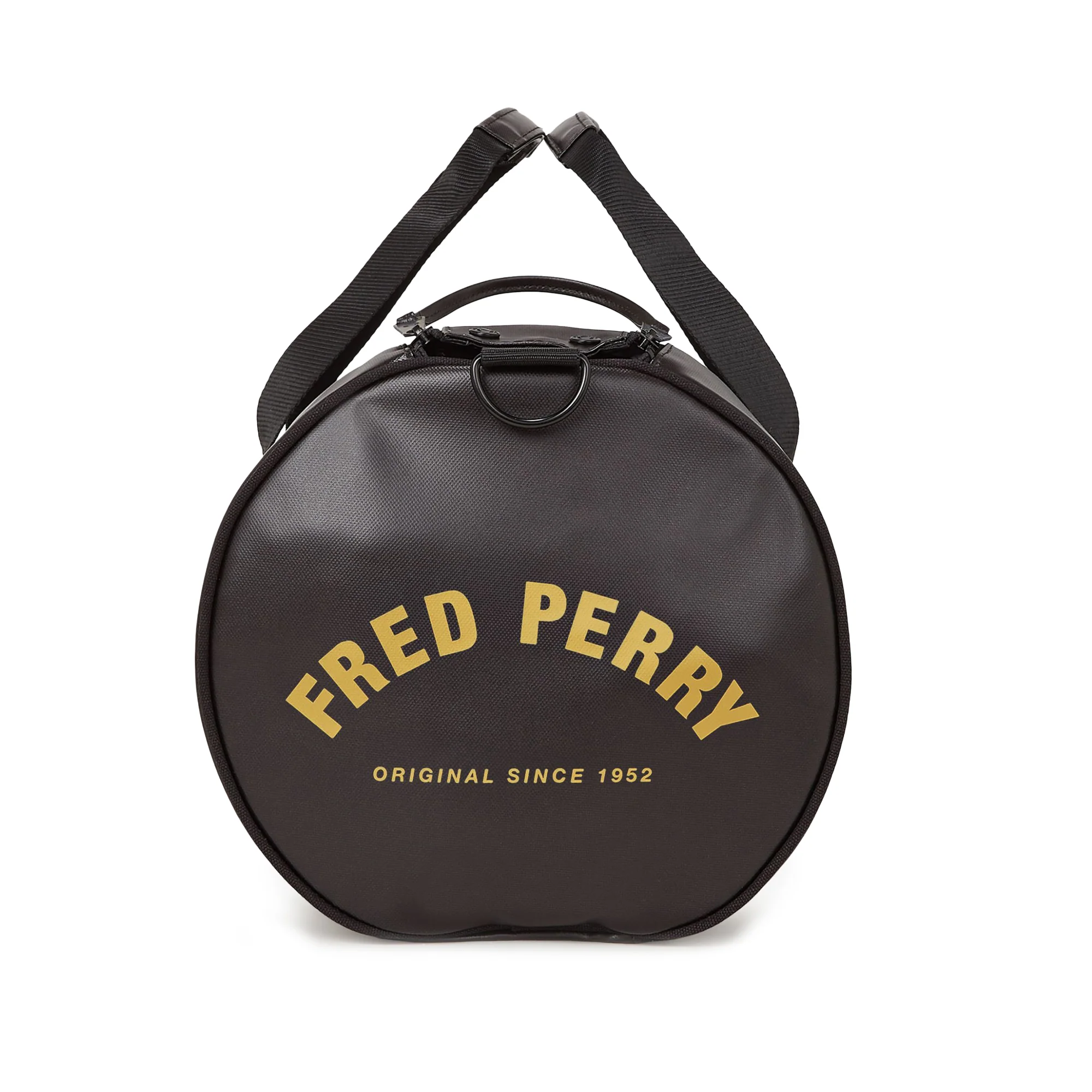 Fred Perry Tonal Classic Barrel Bag Black/Gold - Image 3