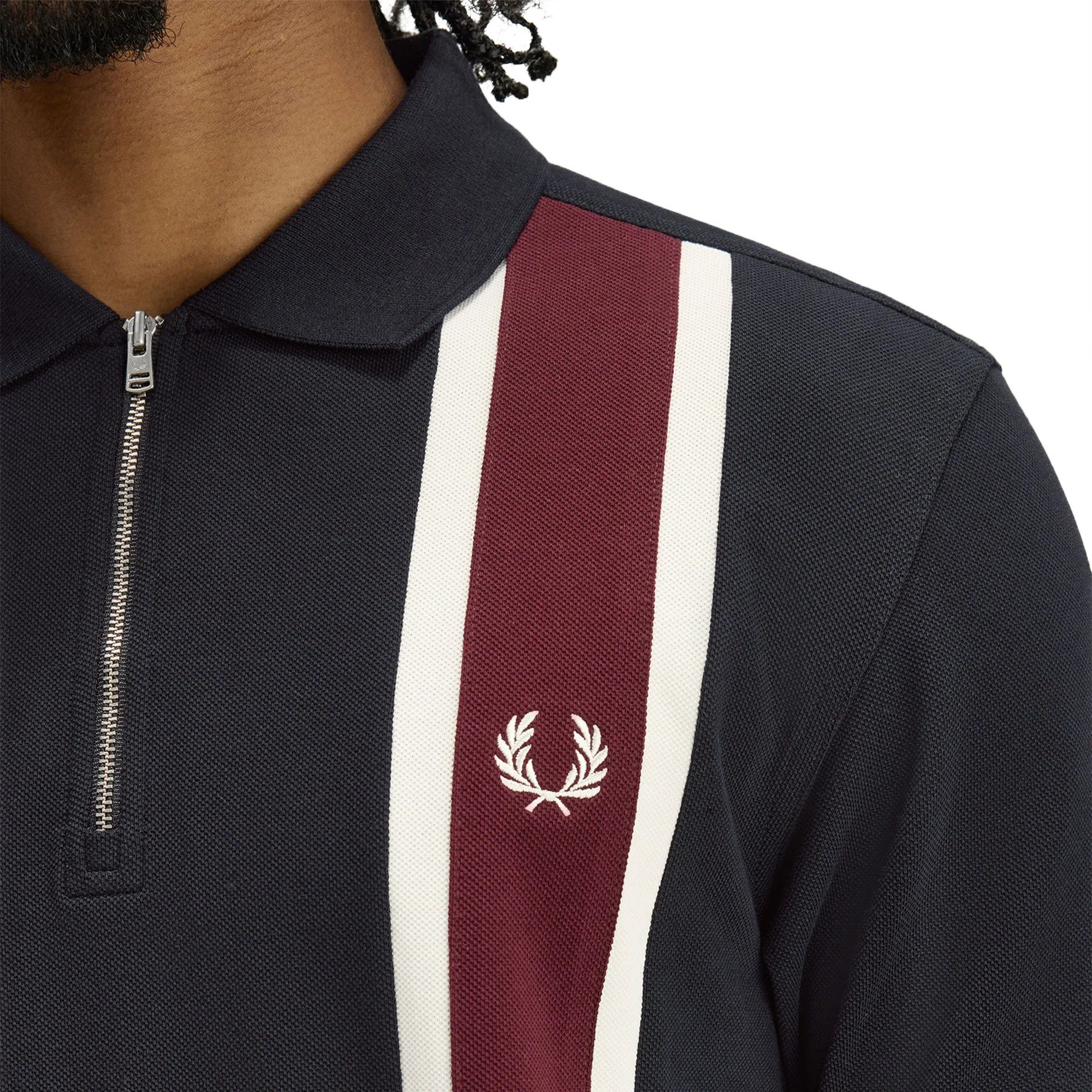 Fred Perry Tramline Polo Shirt Black - Image 3