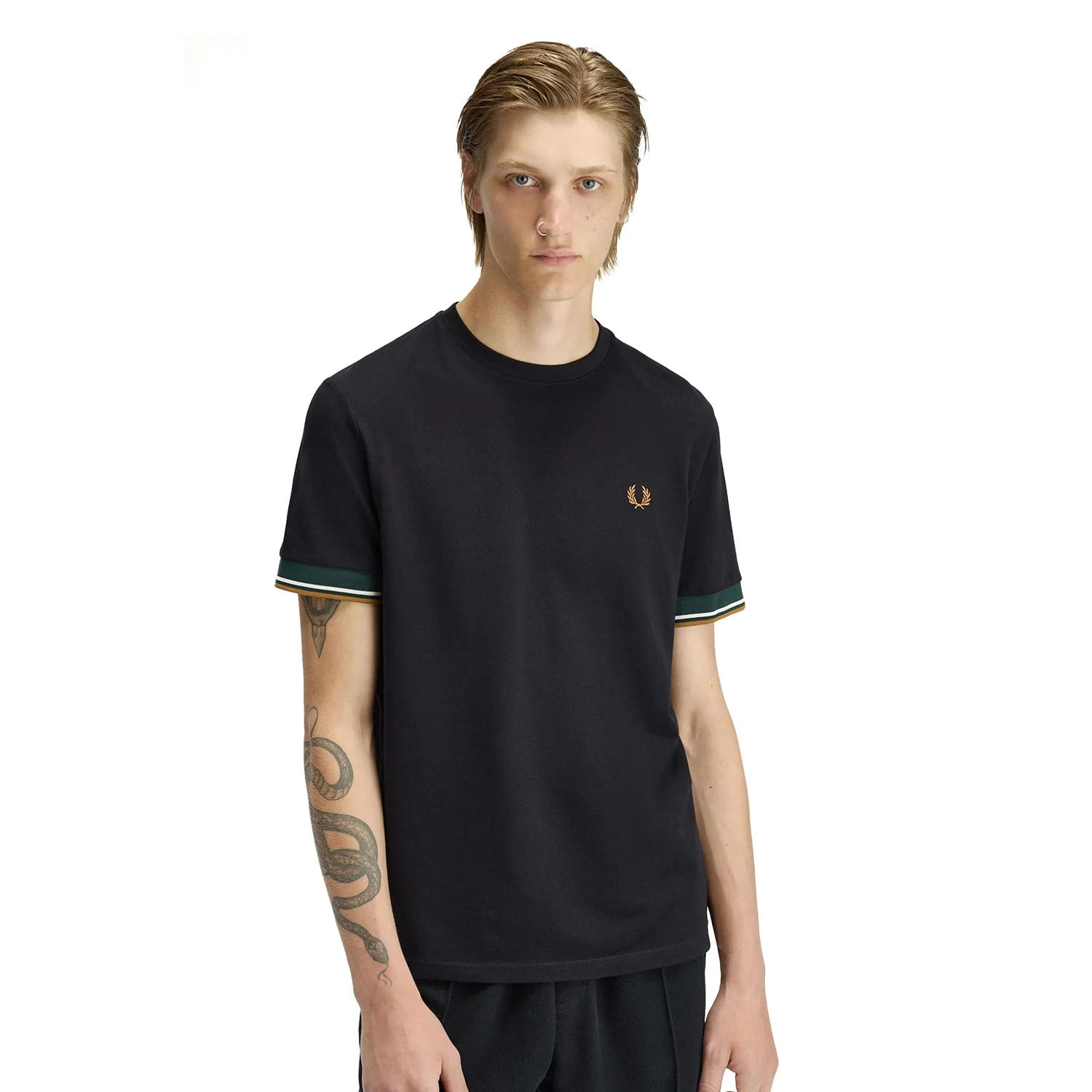 Fred Perry Twin Tipped Cuff T-Shirt Black - Image 2