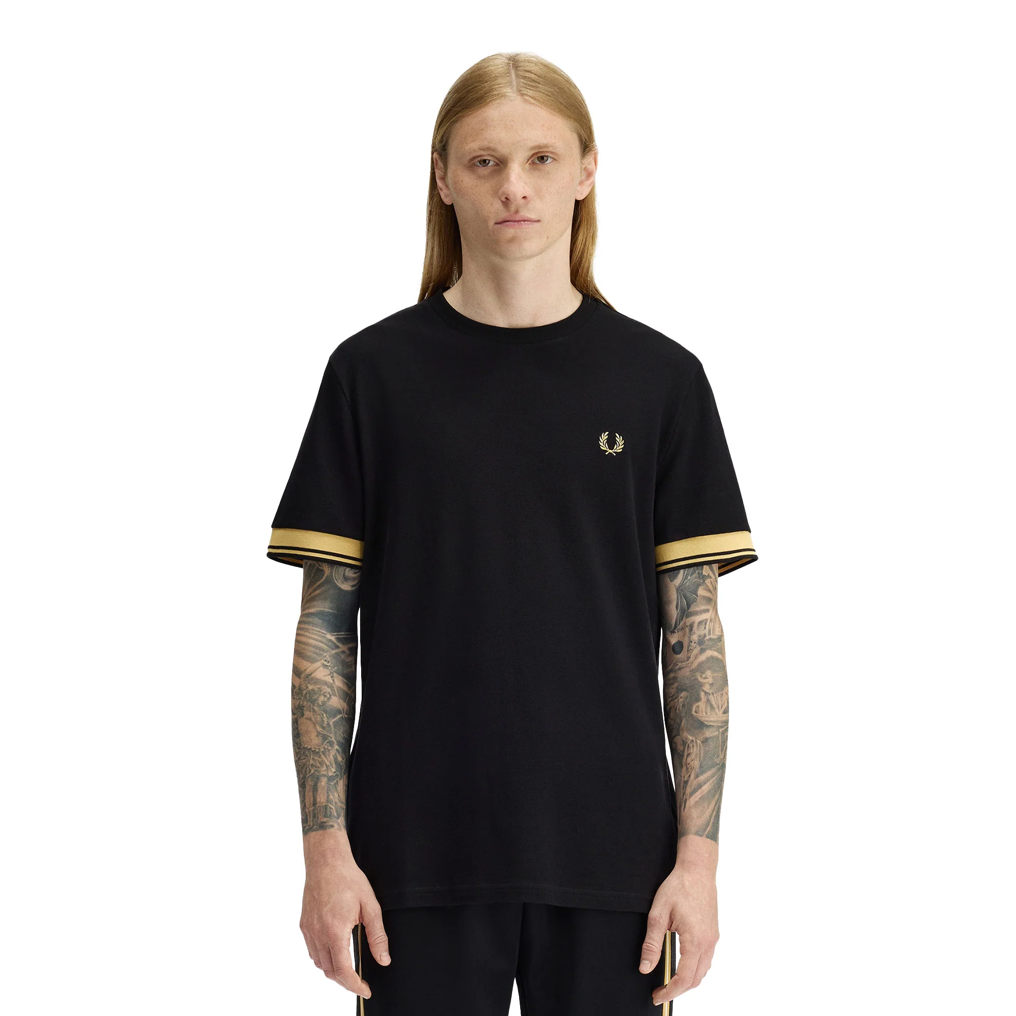 Fred Perry Twin Tipped Cuff T-Shirt Black/Champagne