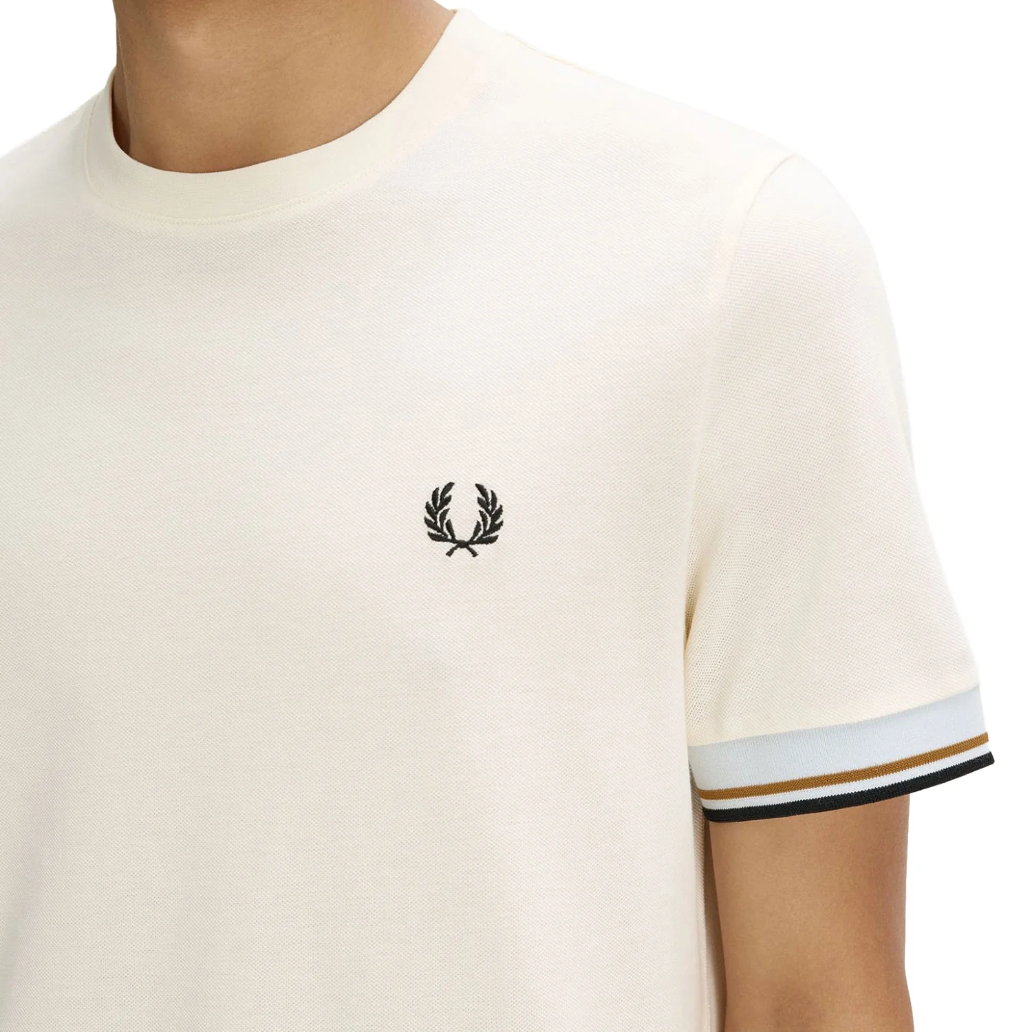 Fred Perry Twin Tipped Cuff T-Shirt Ecru - Image 3