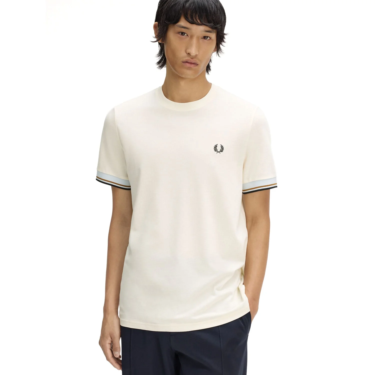 Fred Perry Twin Tipped Cuff T-Shirt Ecru - Image 4