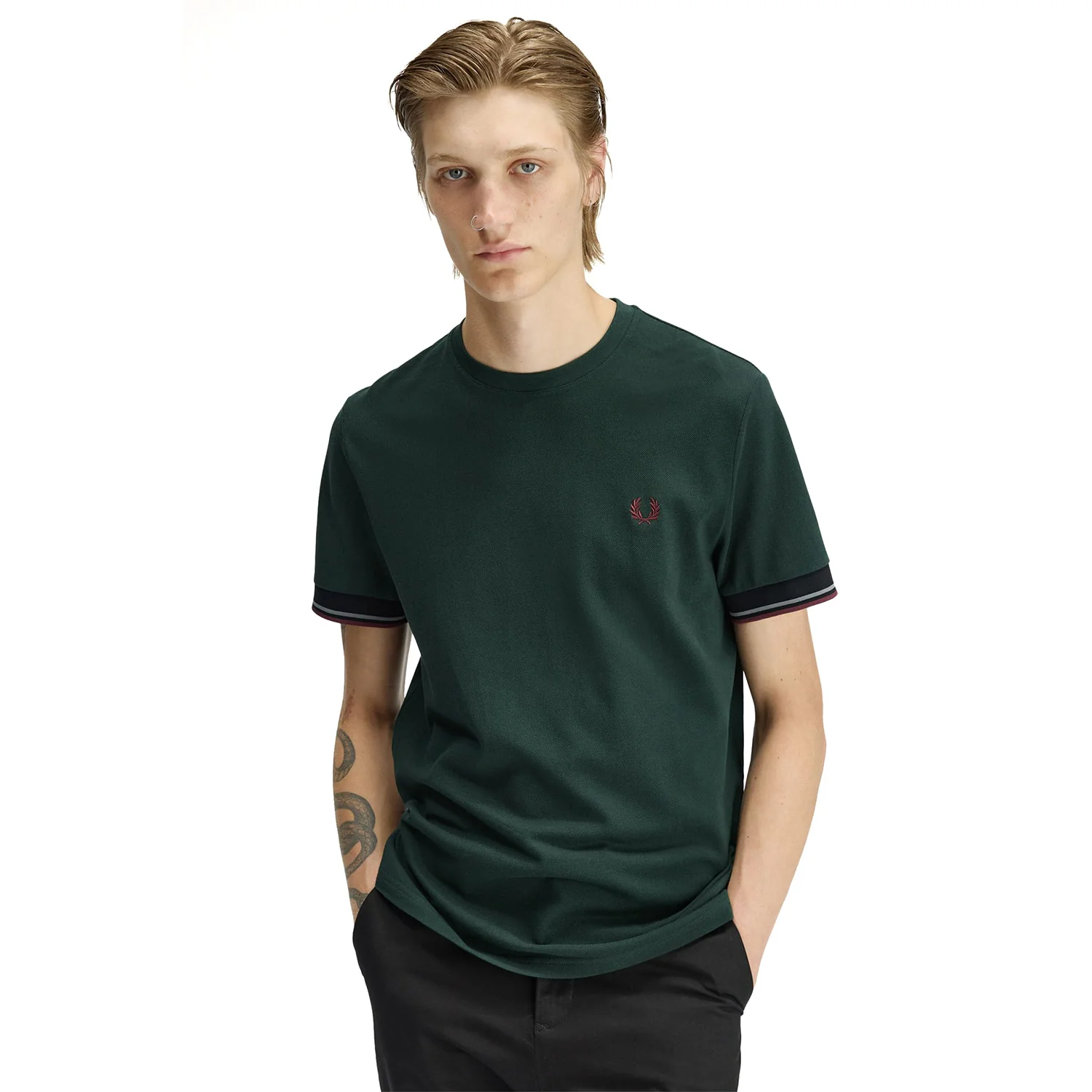 Fred Perry Twin Tipped Cuff T-Shirt Grassroots - Image 3