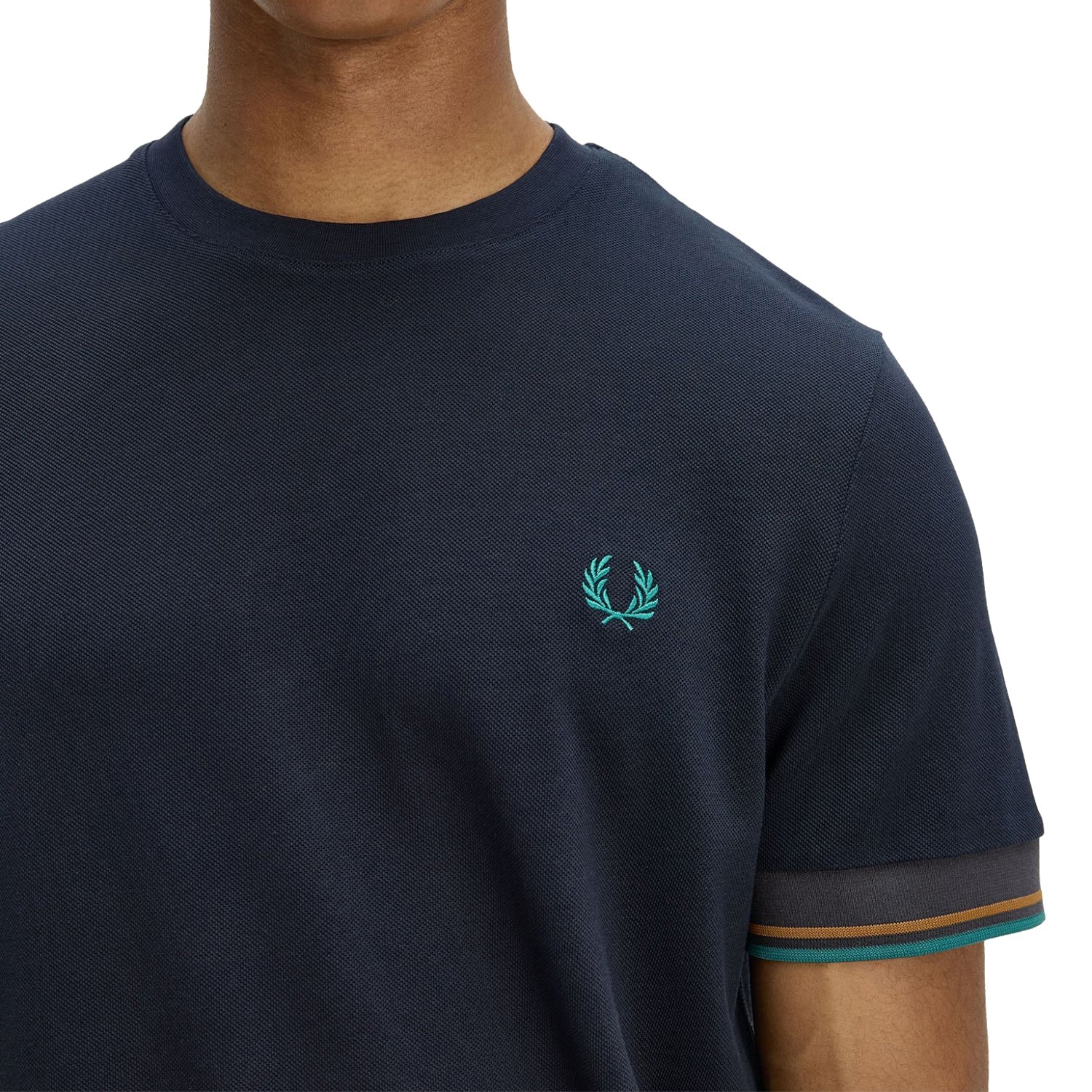 Fred Perry Twin Tipped Cuff T-Shirt Navy - Image 3