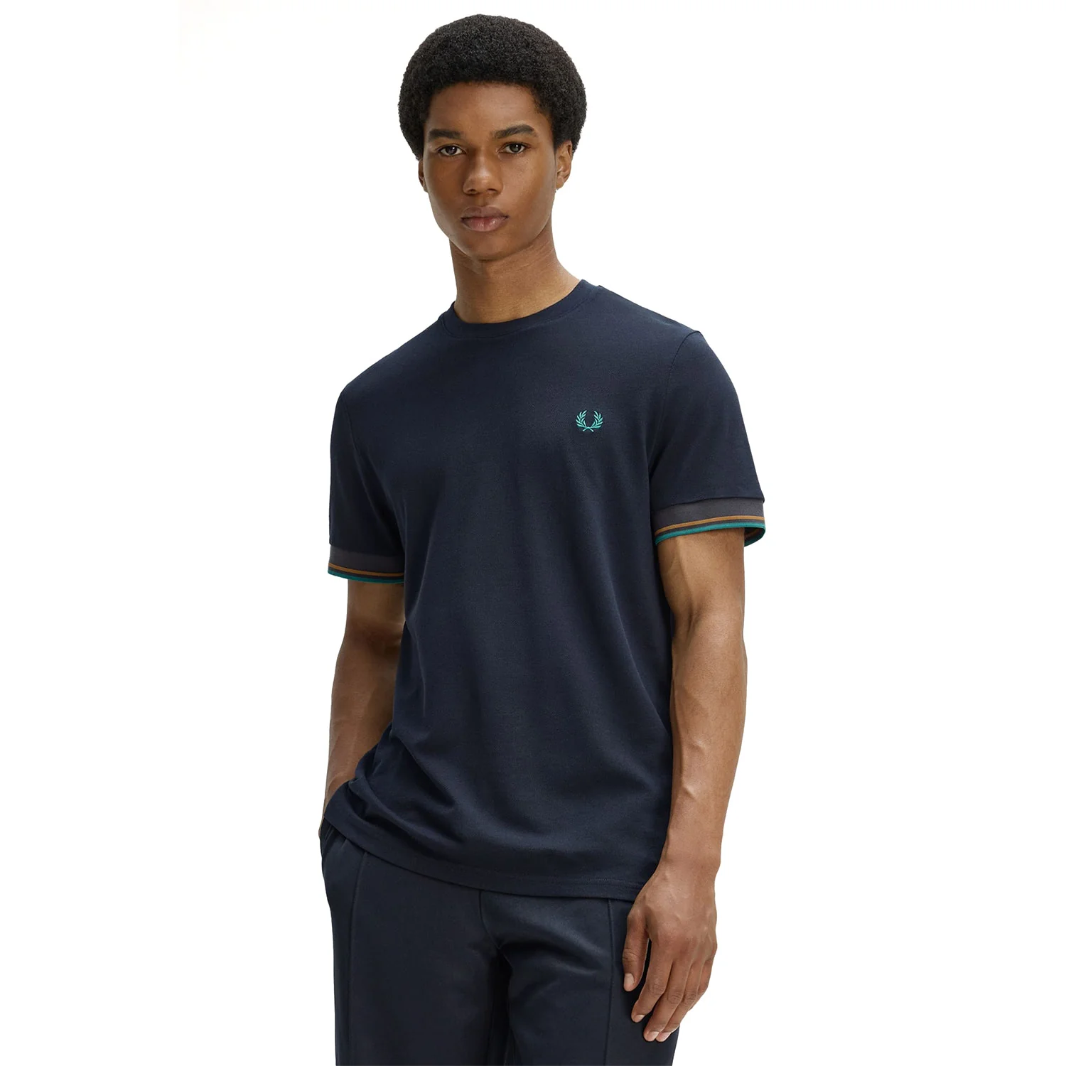 Fred Perry Twin Tipped Cuff T-Shirt Navy - Image 4