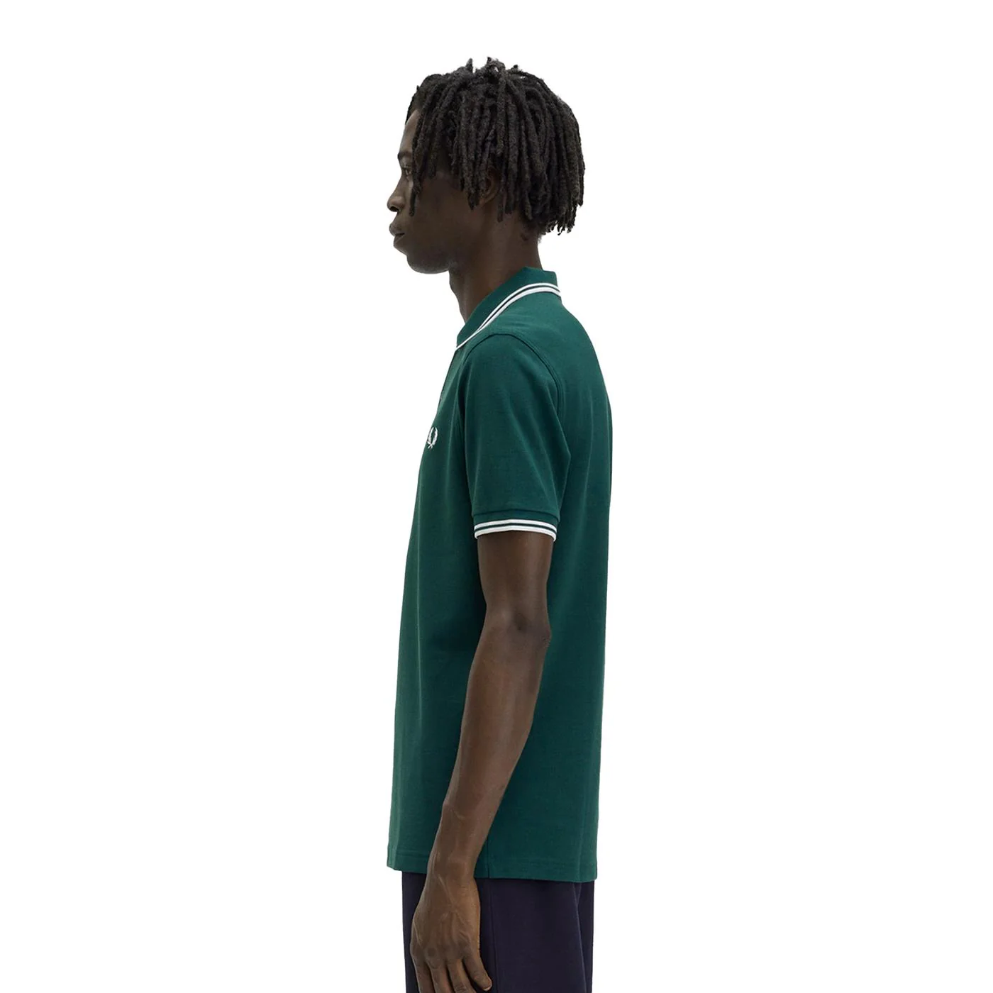 Fred Perry Twin Tipped Polo Shirt Ivy Green/Snow White/White - Image 2