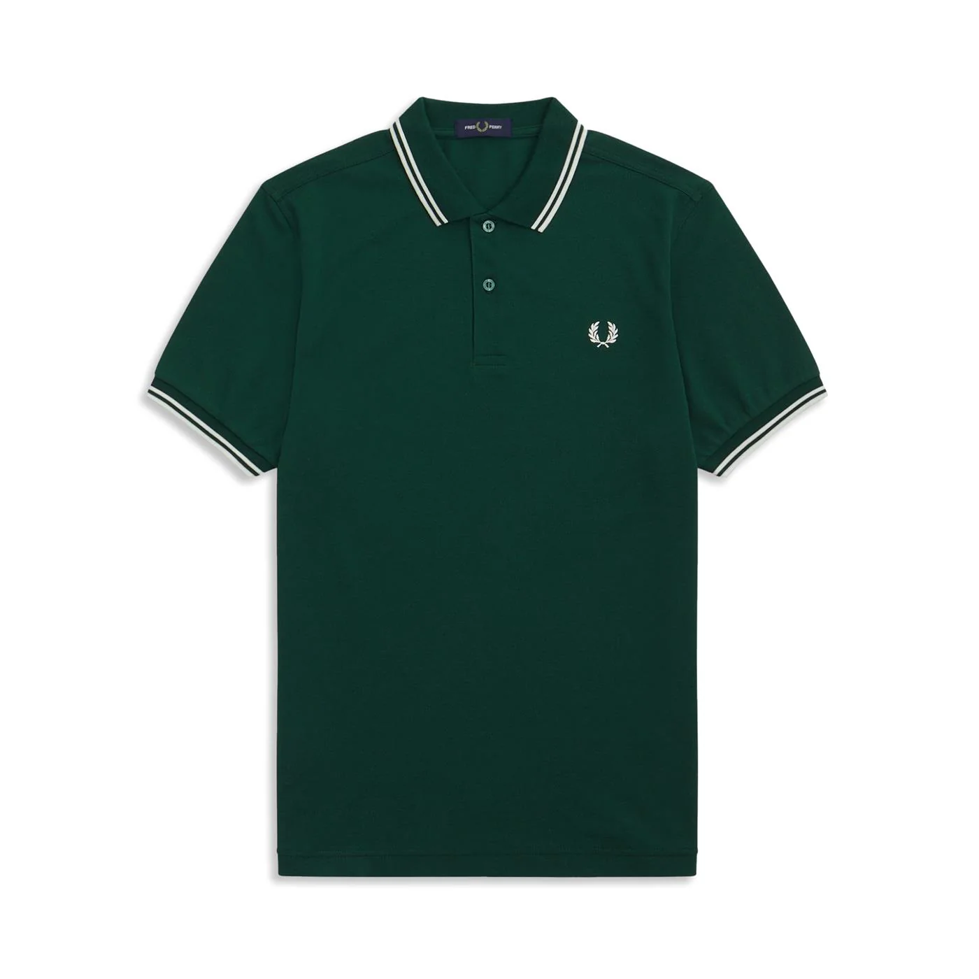 Fred Perry Twin Tipped Polo Shirt Ivy Green/Snow White/White - Image 4