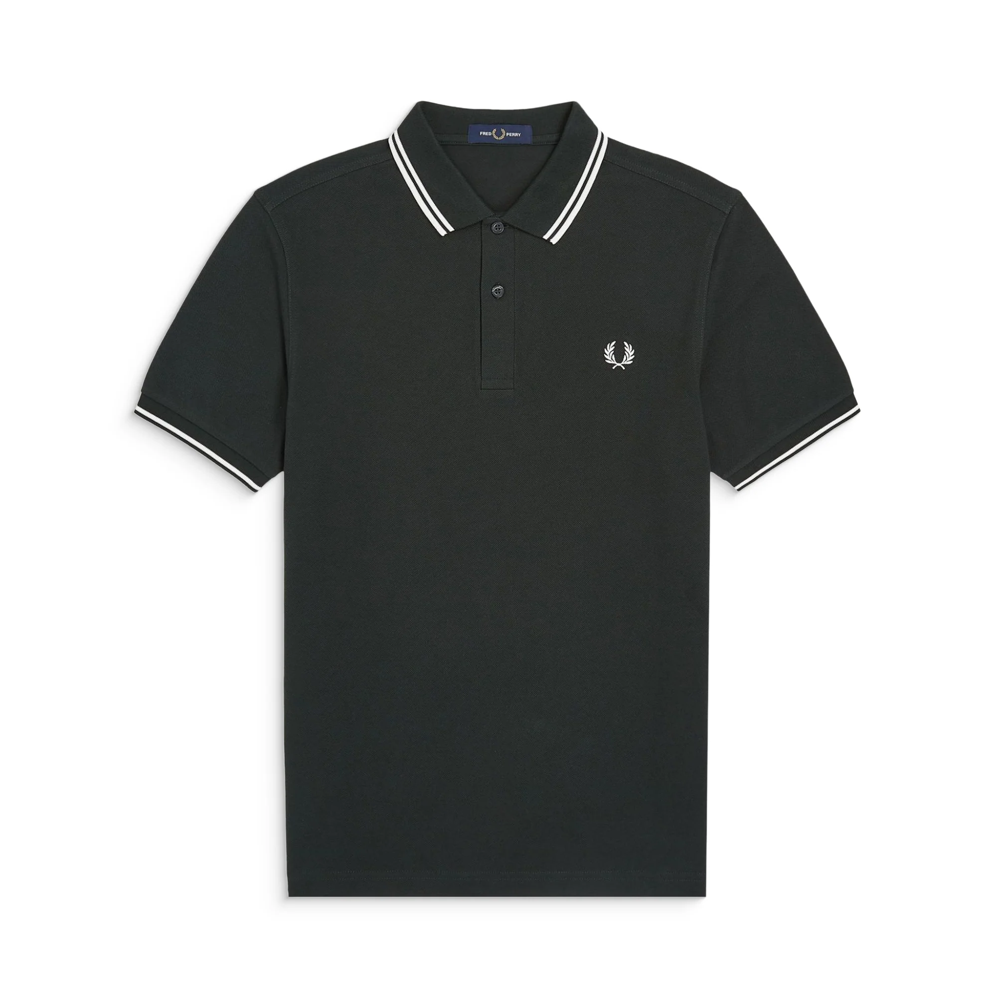 Fred Perry Twin Tipped Polo Shirt Night Green/Snow White - Image 3