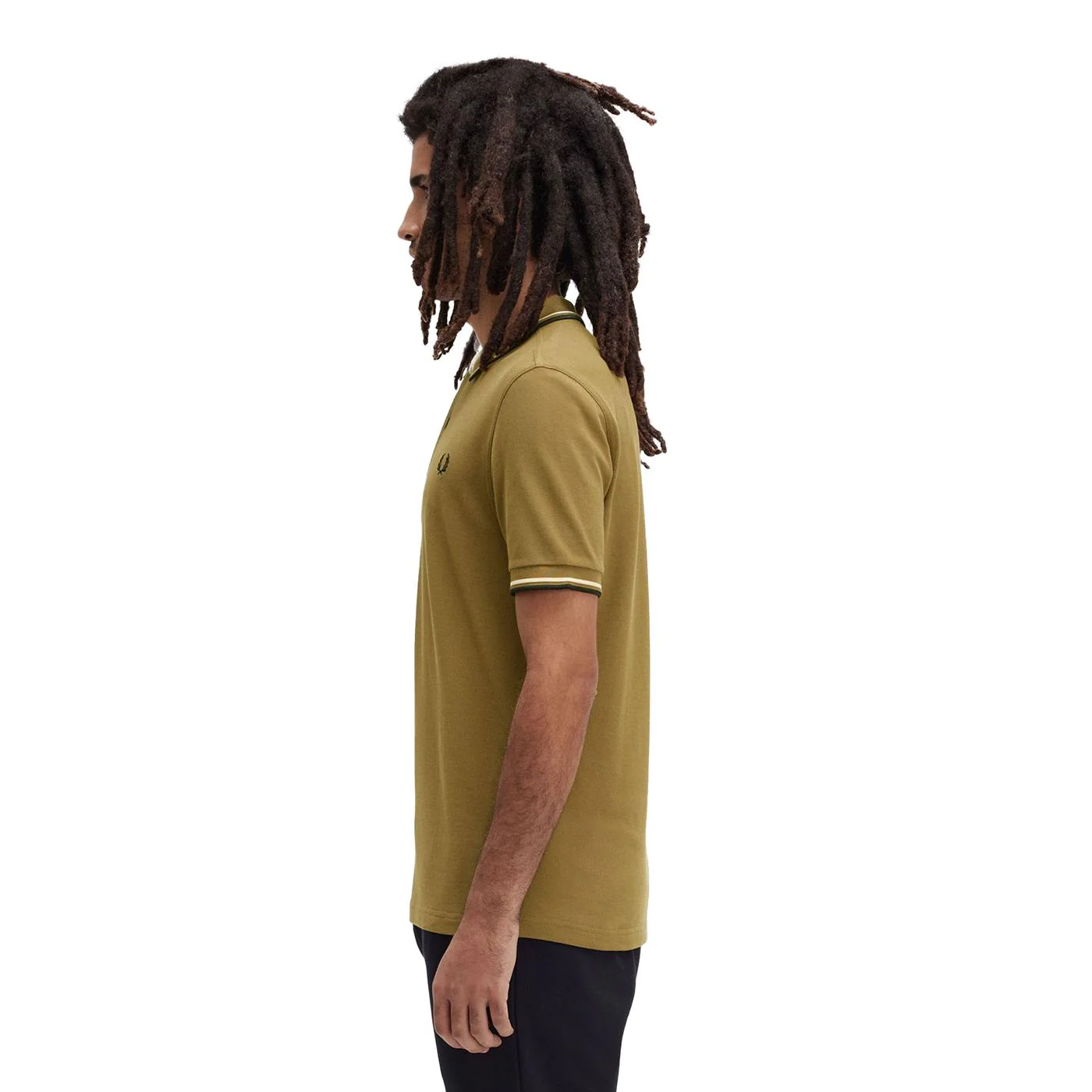 Fred Perry Twin Tipped Polo Shirt Shaded Stone/Ice Cream - Image 2