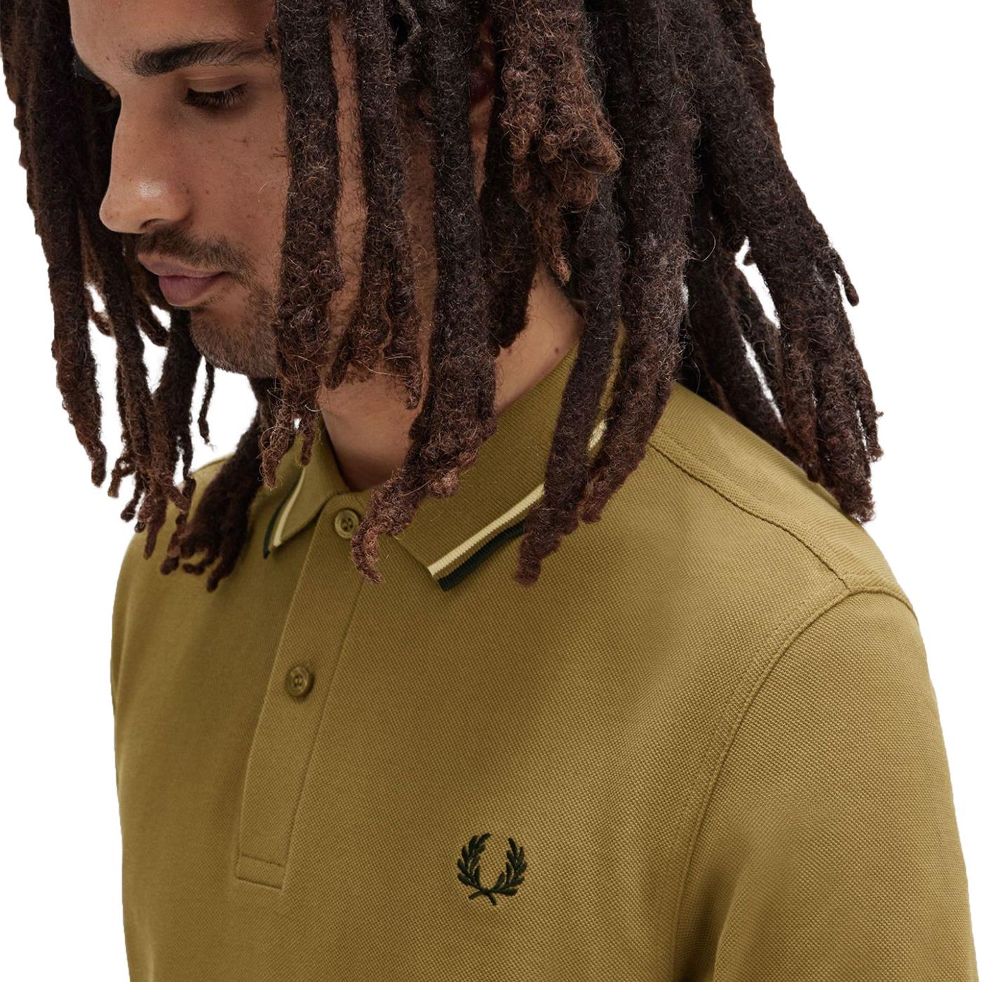 Fred Perry Twin Tipped Polo Shirt Shaded Stone/Ice Cream - Image 3