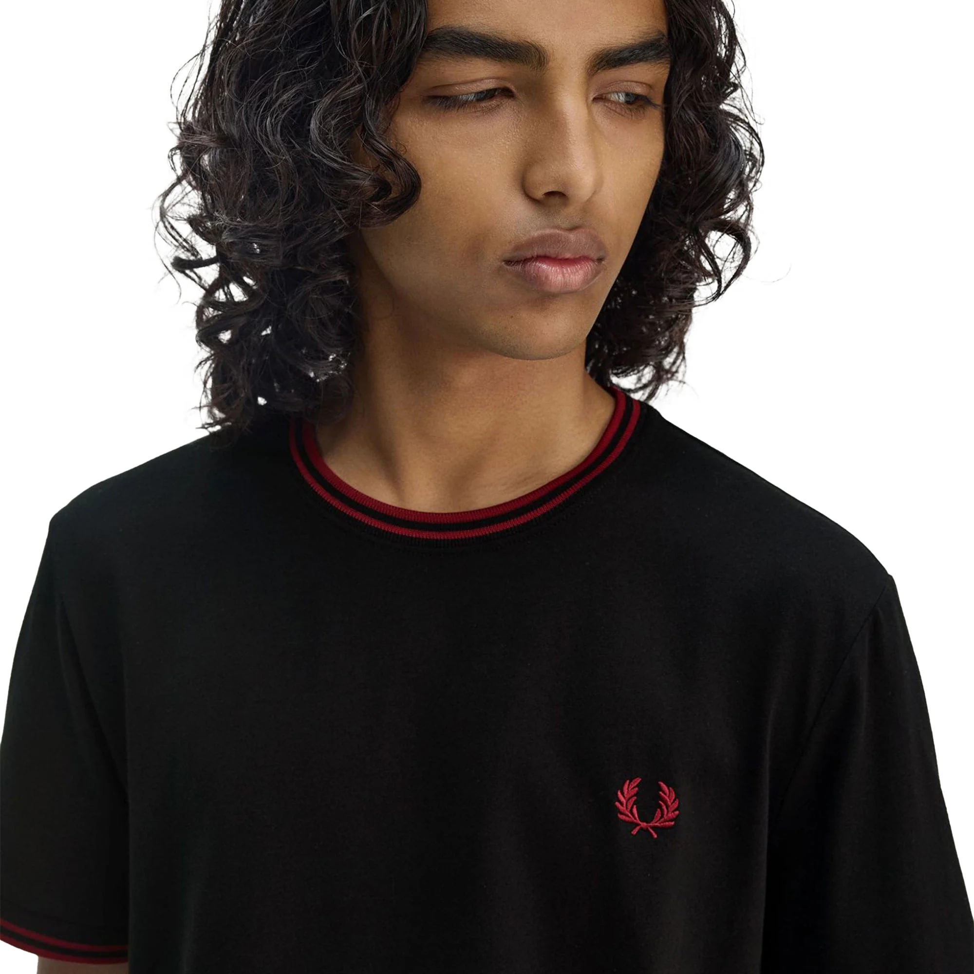 Fred Perry Twin Tipped T-Shirt Black/Burnt Red - Image 3