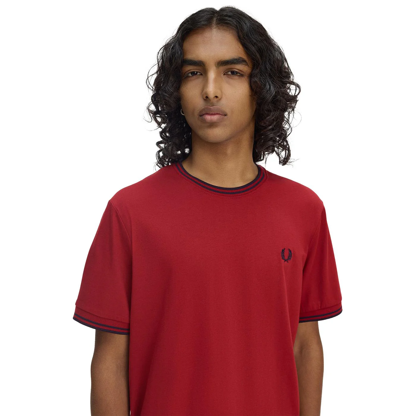 Fred Perry Twin Tipped T-Shirt Burnt Red/Navy - Image 3
