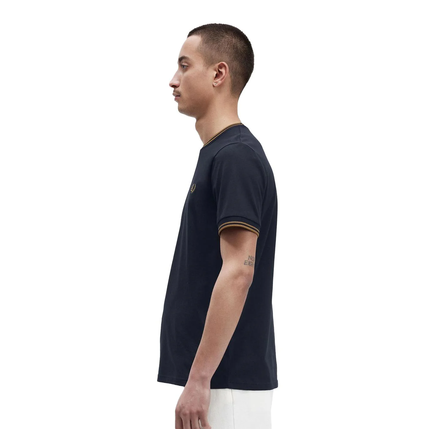 Fred Perry Twin Tipped T-Shirt Navy/Dark Caramel - Image 2
