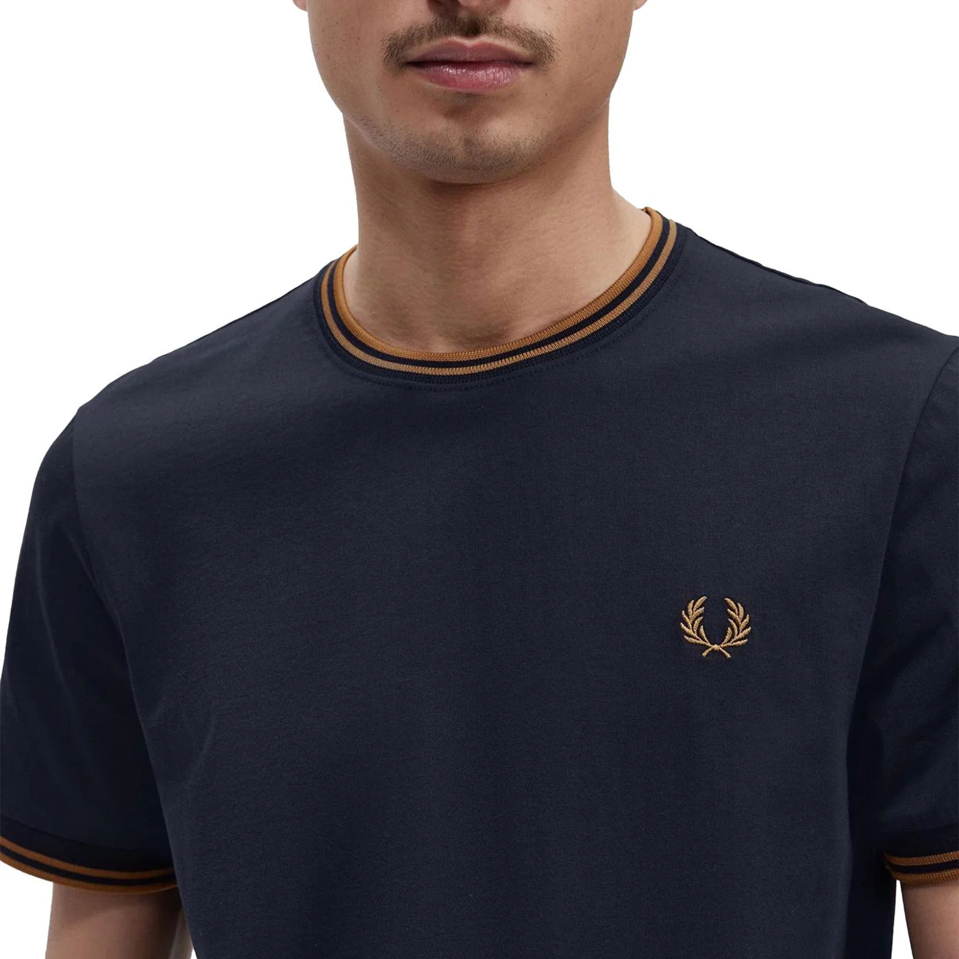 Fred Perry Twin Tipped T-Shirt Navy/Dark Caramel - Image 3