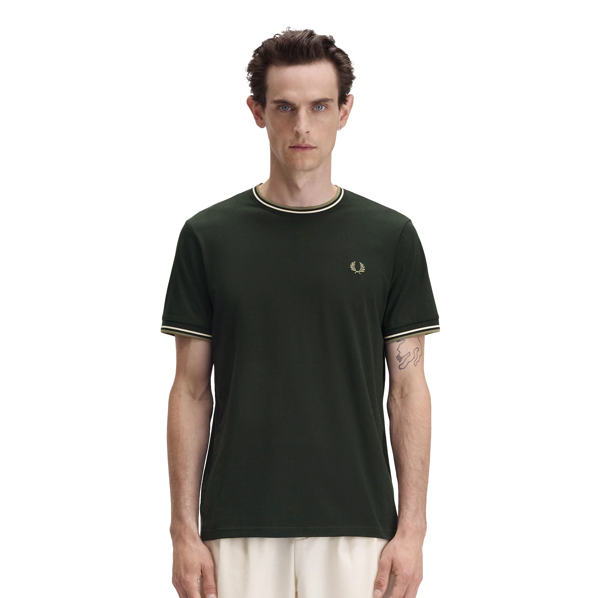 Fred Perry Twin Tipped T-Shirt Night Green/Light Ecru/Olive