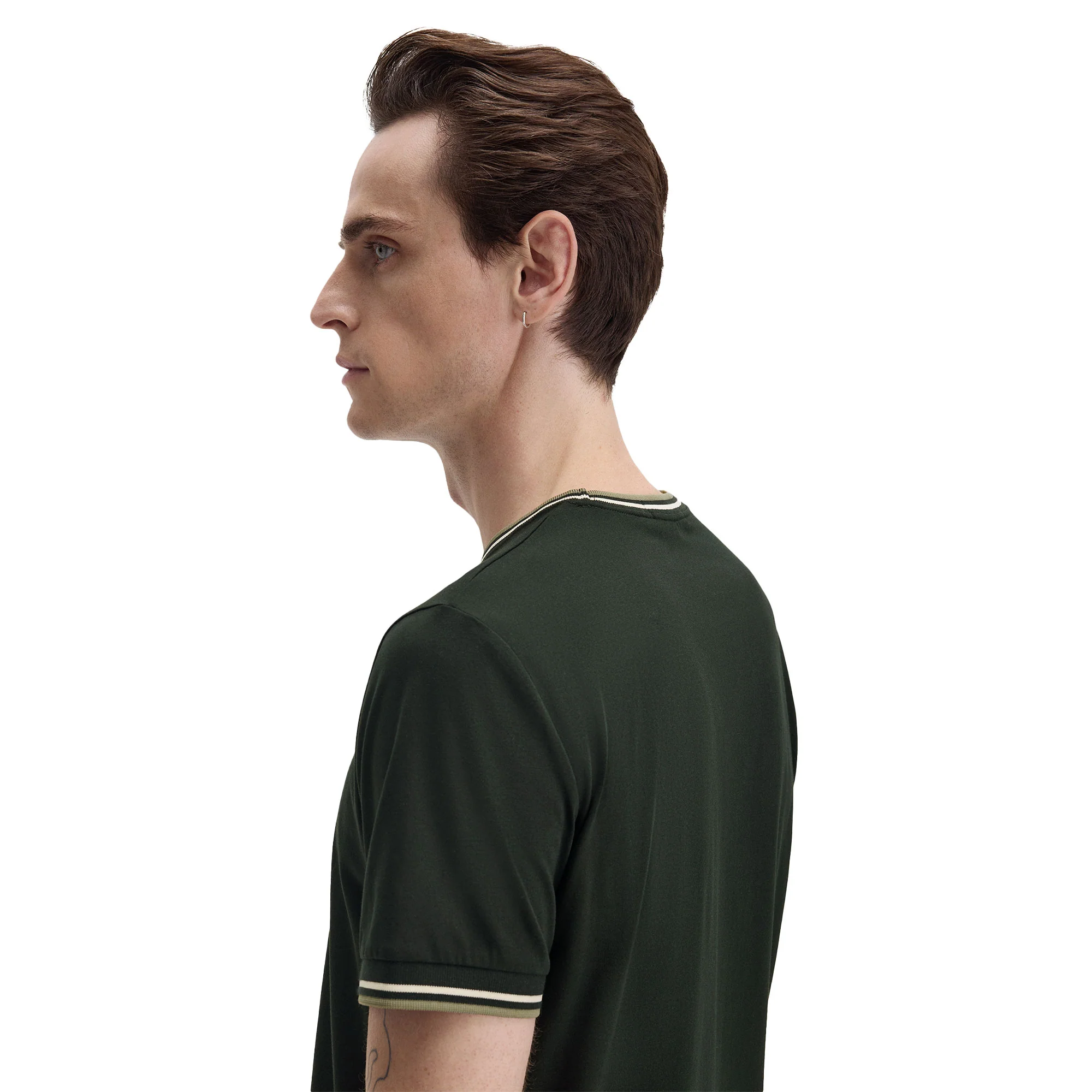 Fred Perry Twin Tipped T-Shirt Night Green/Light Ecru/Olive - Image 2