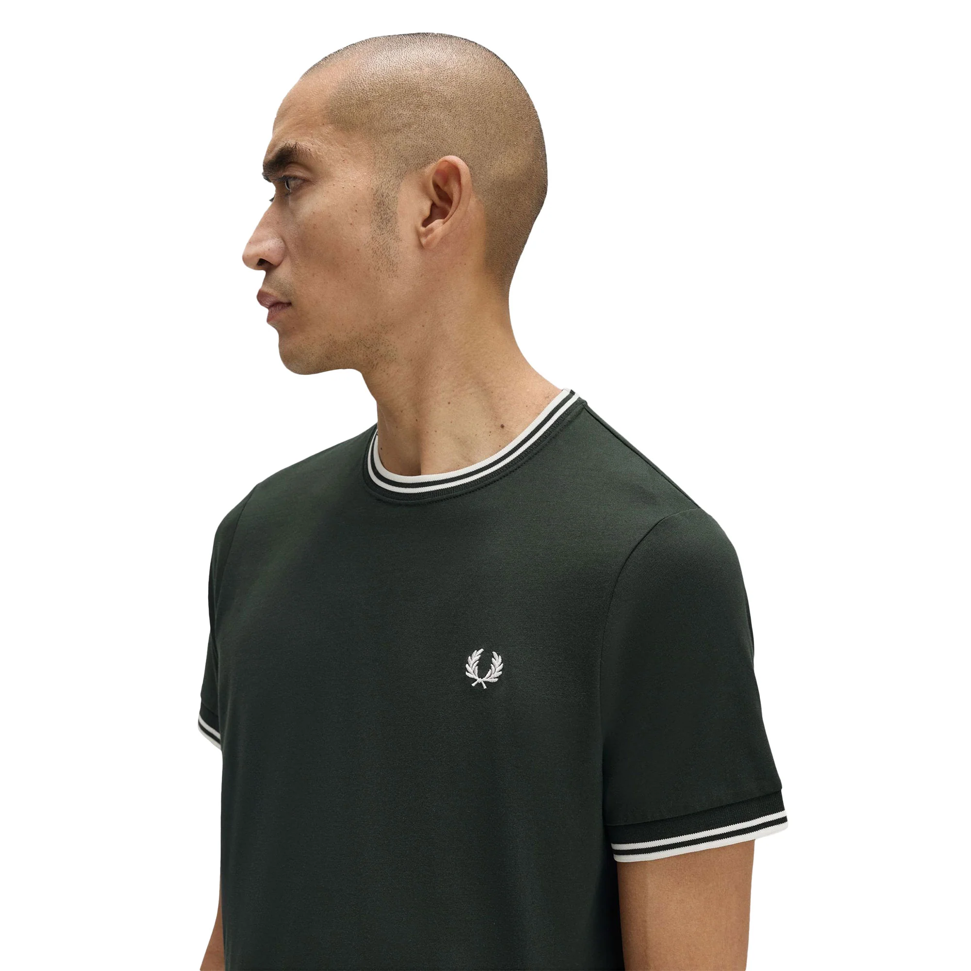 Fred Perry Twin Tipped T-Shirt Night Green/Snow White - Image 2