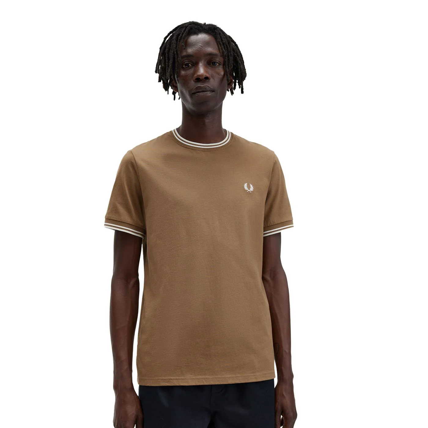 Fred Perry Twin Tipped T-Shirt Shaded Stone - Image 4