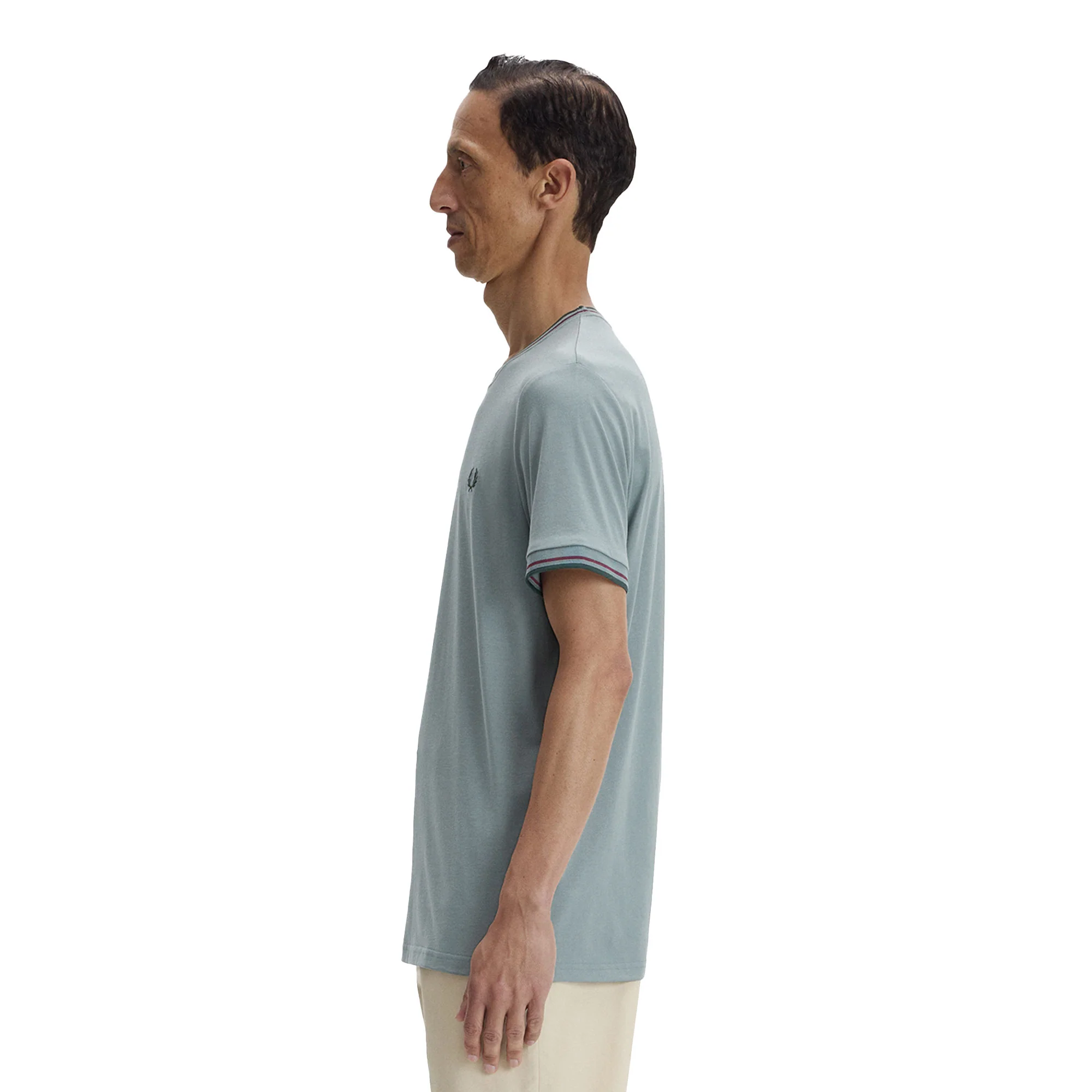 Fred Perry Twin Tipped T-Shirt Stockport Blue/Oxblood/Grass - Image 2