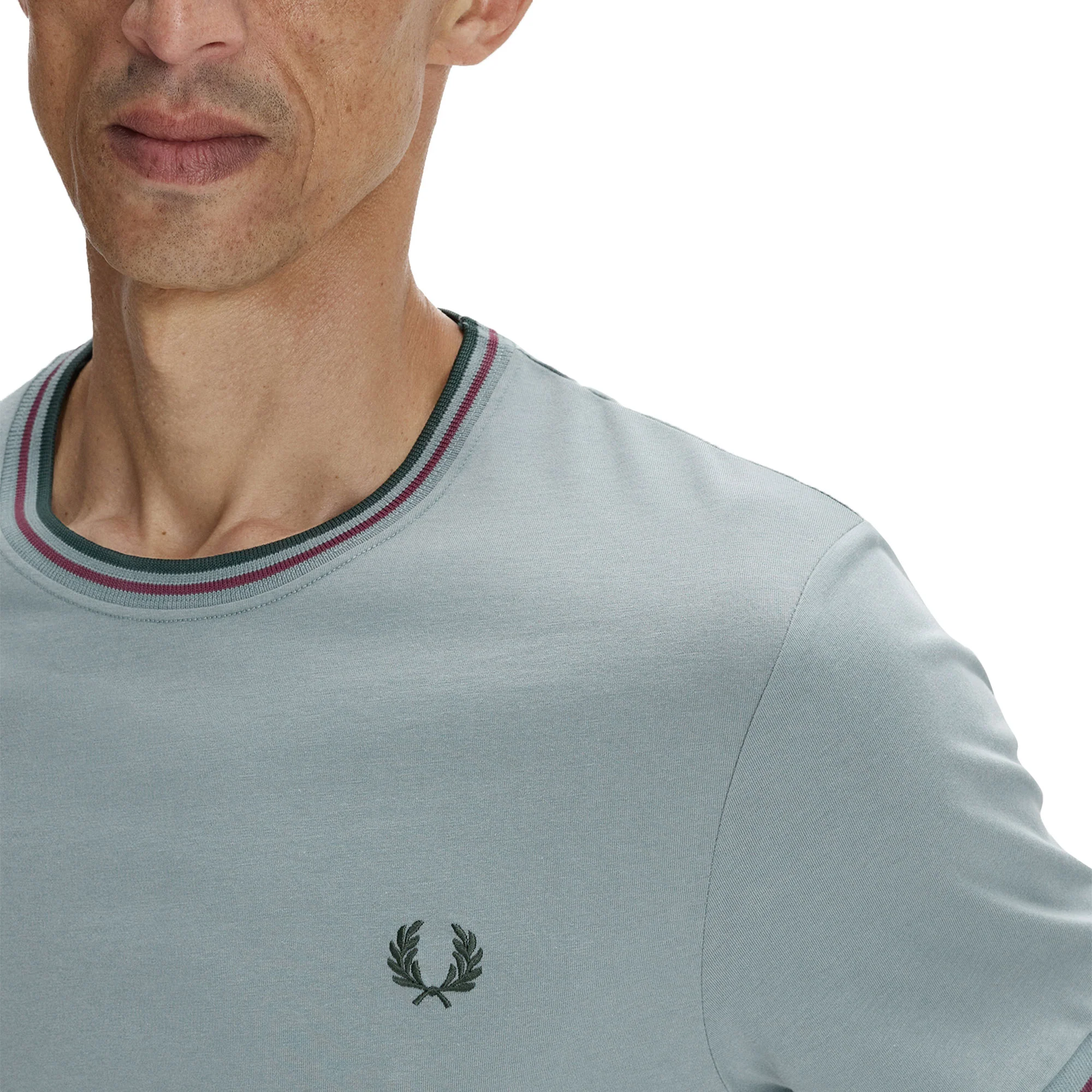 Fred Perry Twin Tipped T-Shirt Stockport Blue/Oxblood/Grass - Image 3