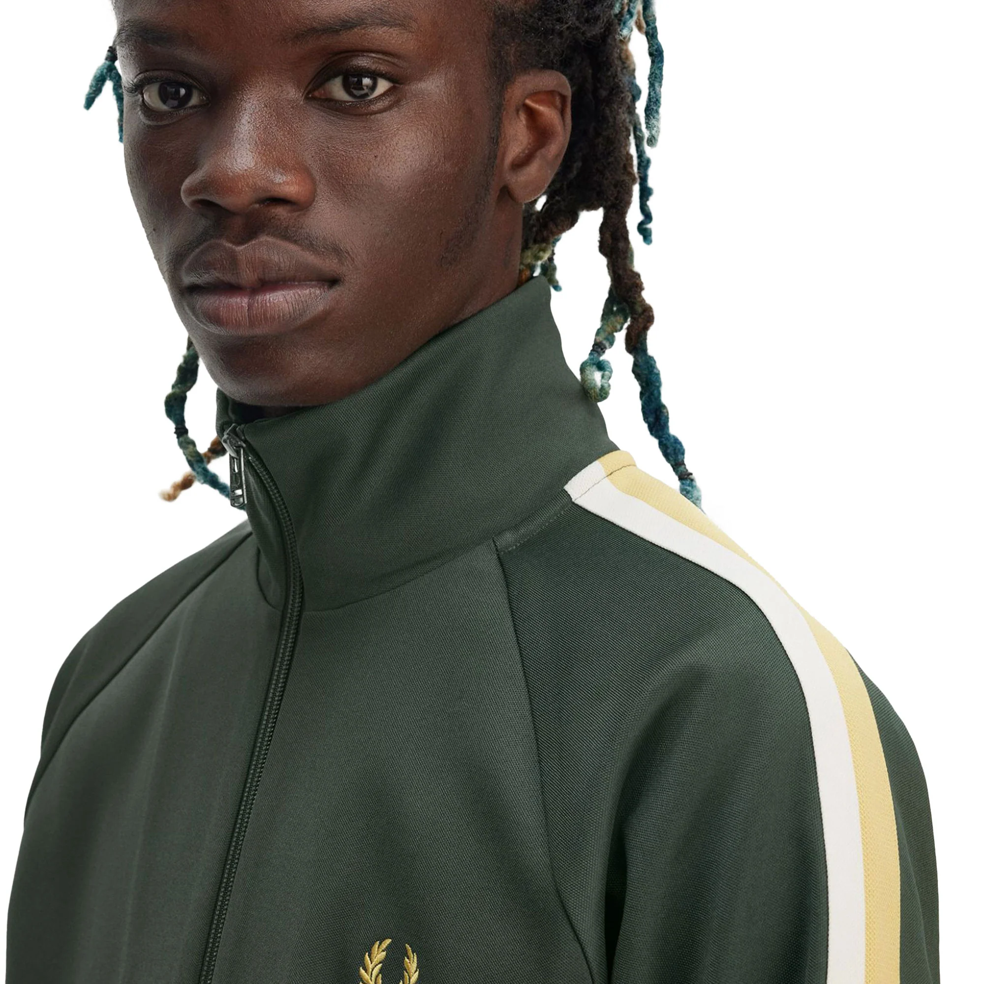 Fred Perry Two Colour Tape Track Jacket Court Green - Image 4