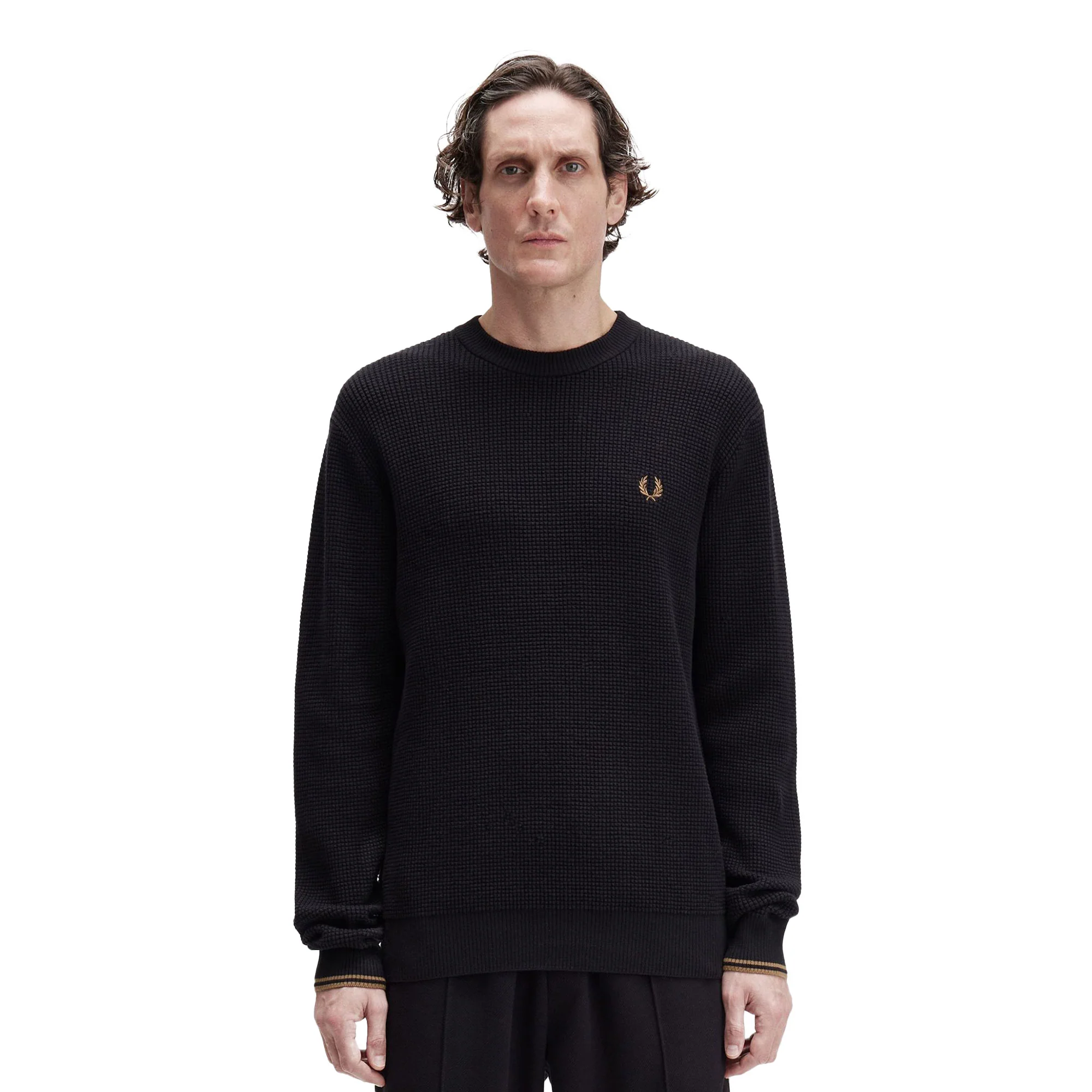 Fred Perry Waffle Stitch Jumper Black