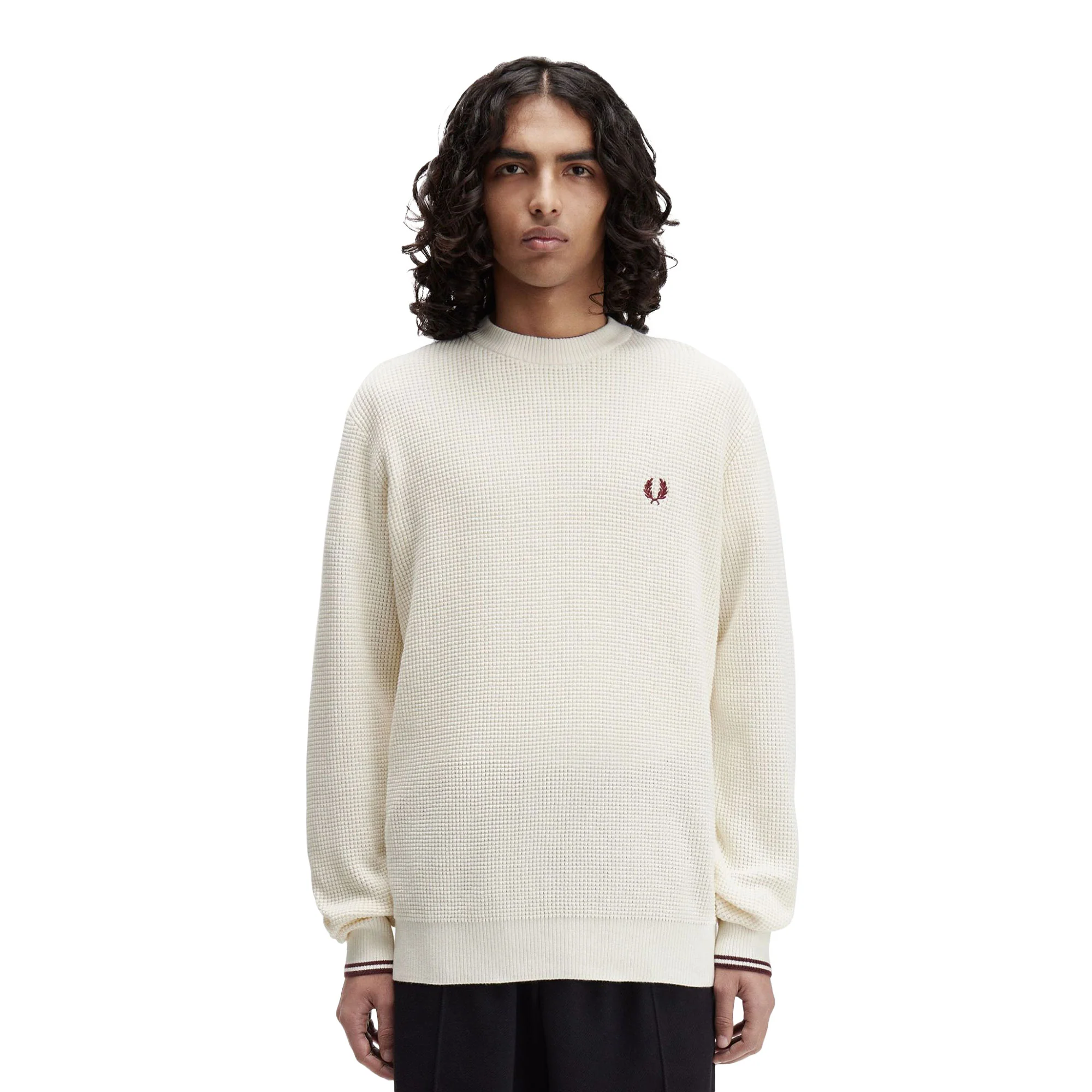 Fred Perry Waffle Stitch Jumper Ecru