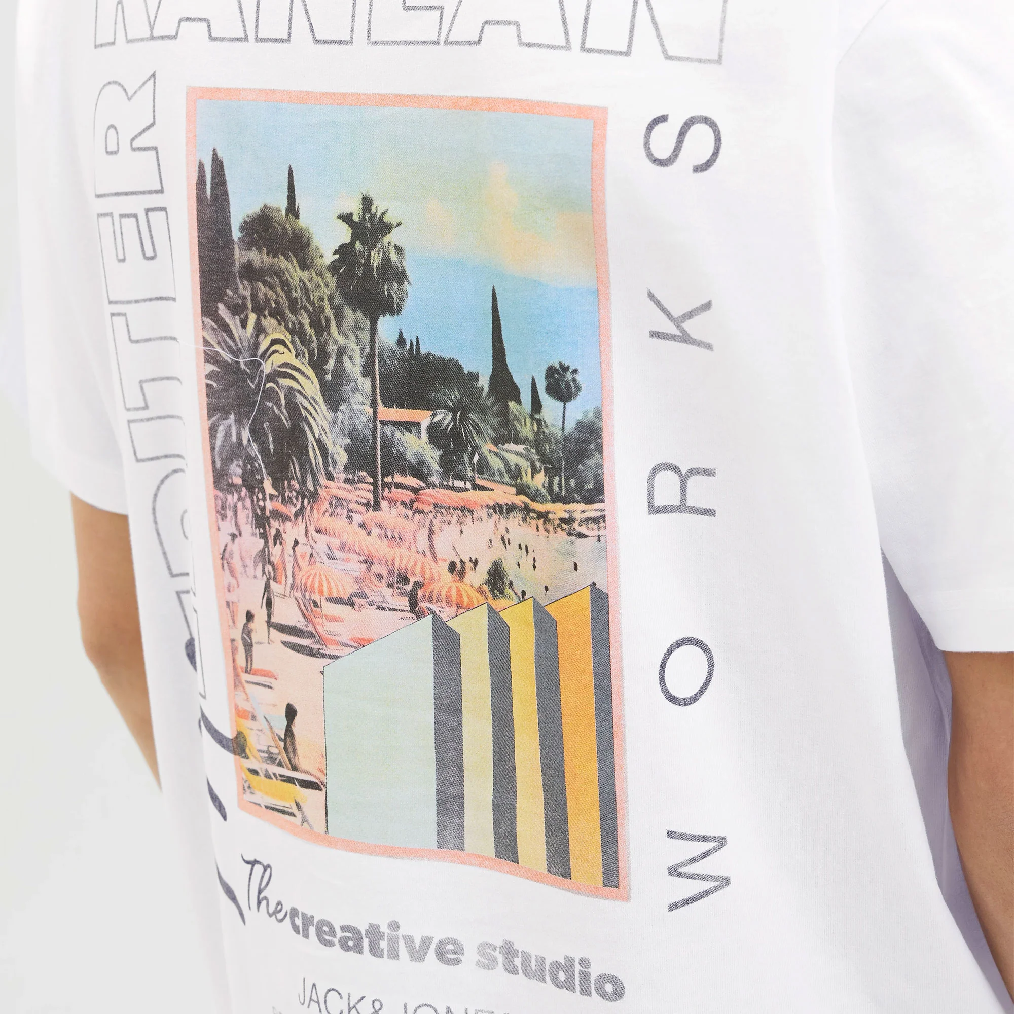 Jack & Jones Almeria World Tee SS Crew Neck Bright White - Image 3
