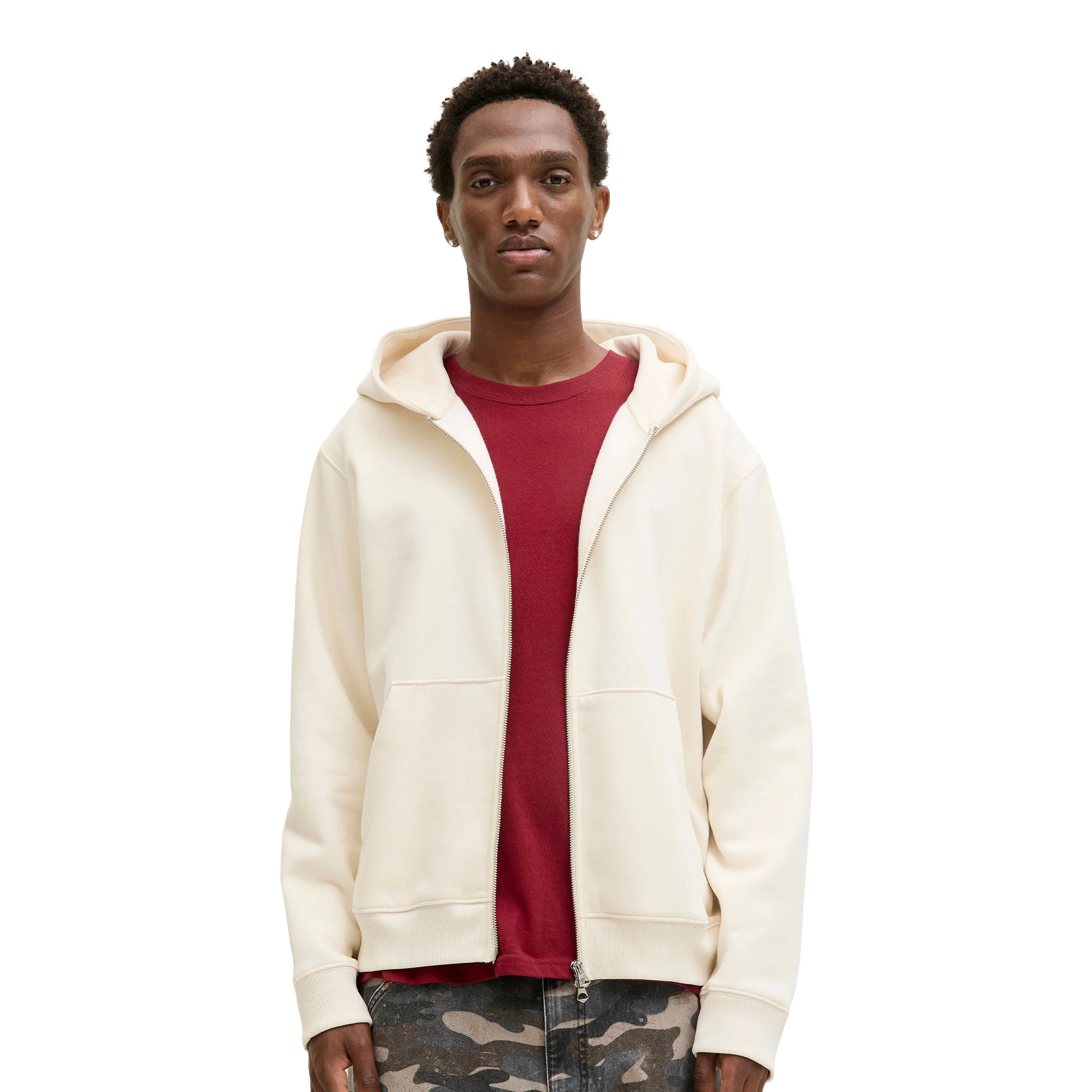 Jack & Jones Bedford Sweat Zip Hood Antique White