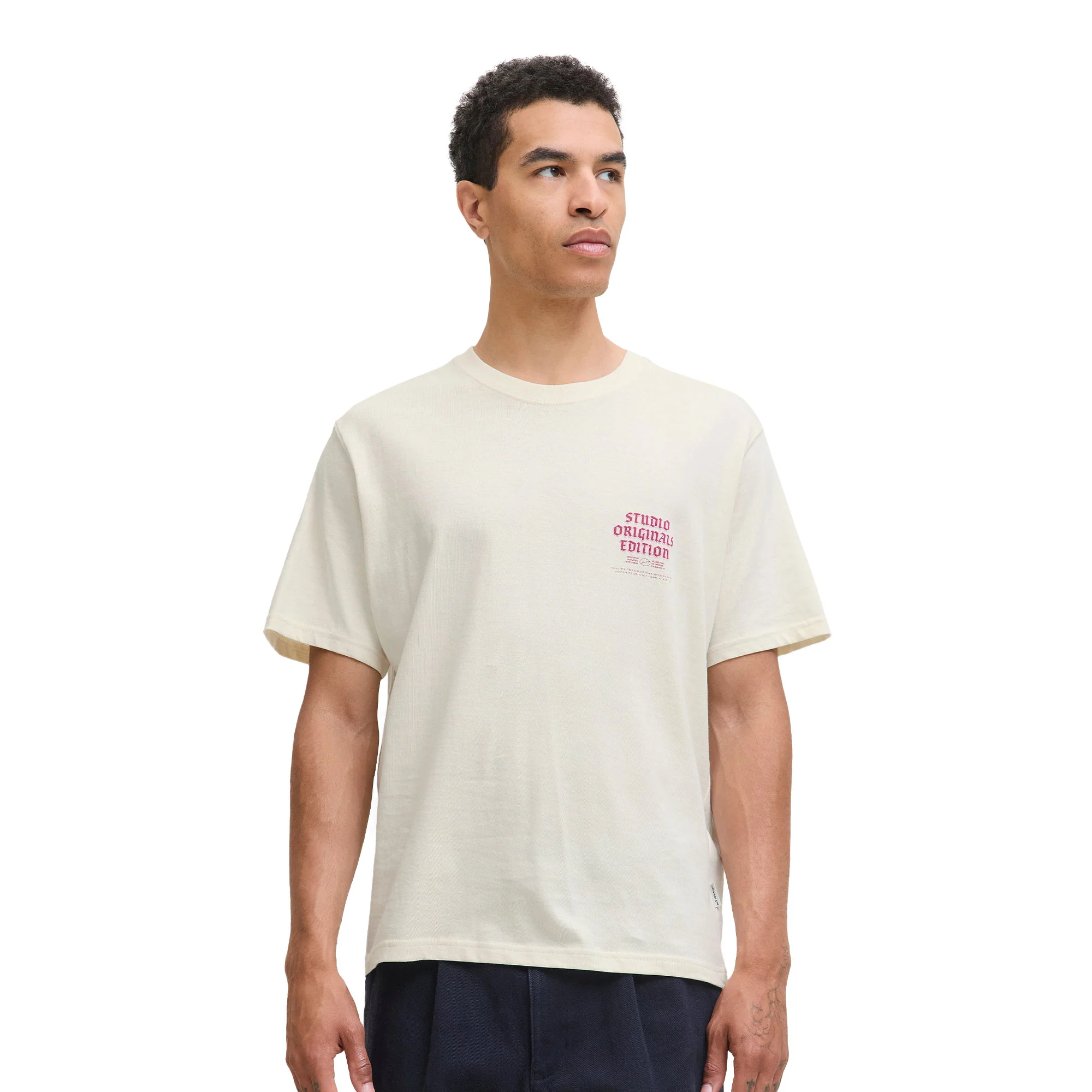 Jack & Jones Meadows Typo Tee SS Crew Neck Antique White - Image 2