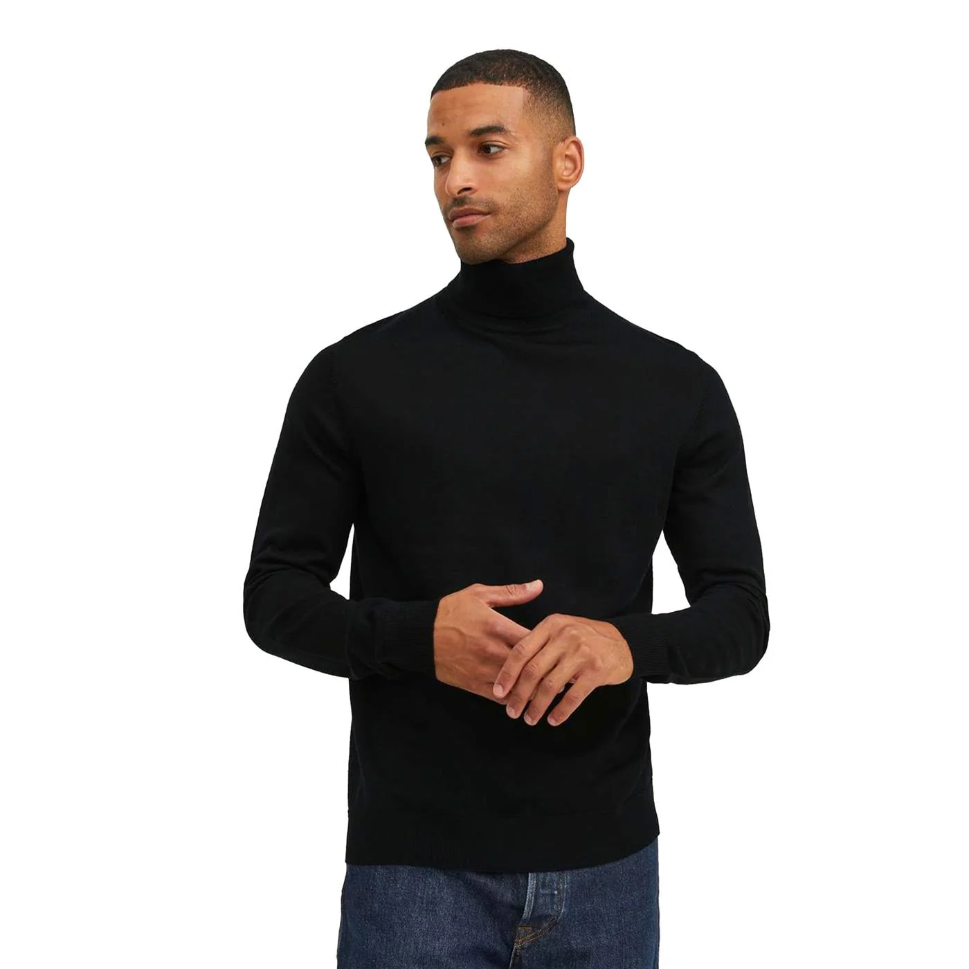 Jack & Jones Merino Knit Roll Neck Black