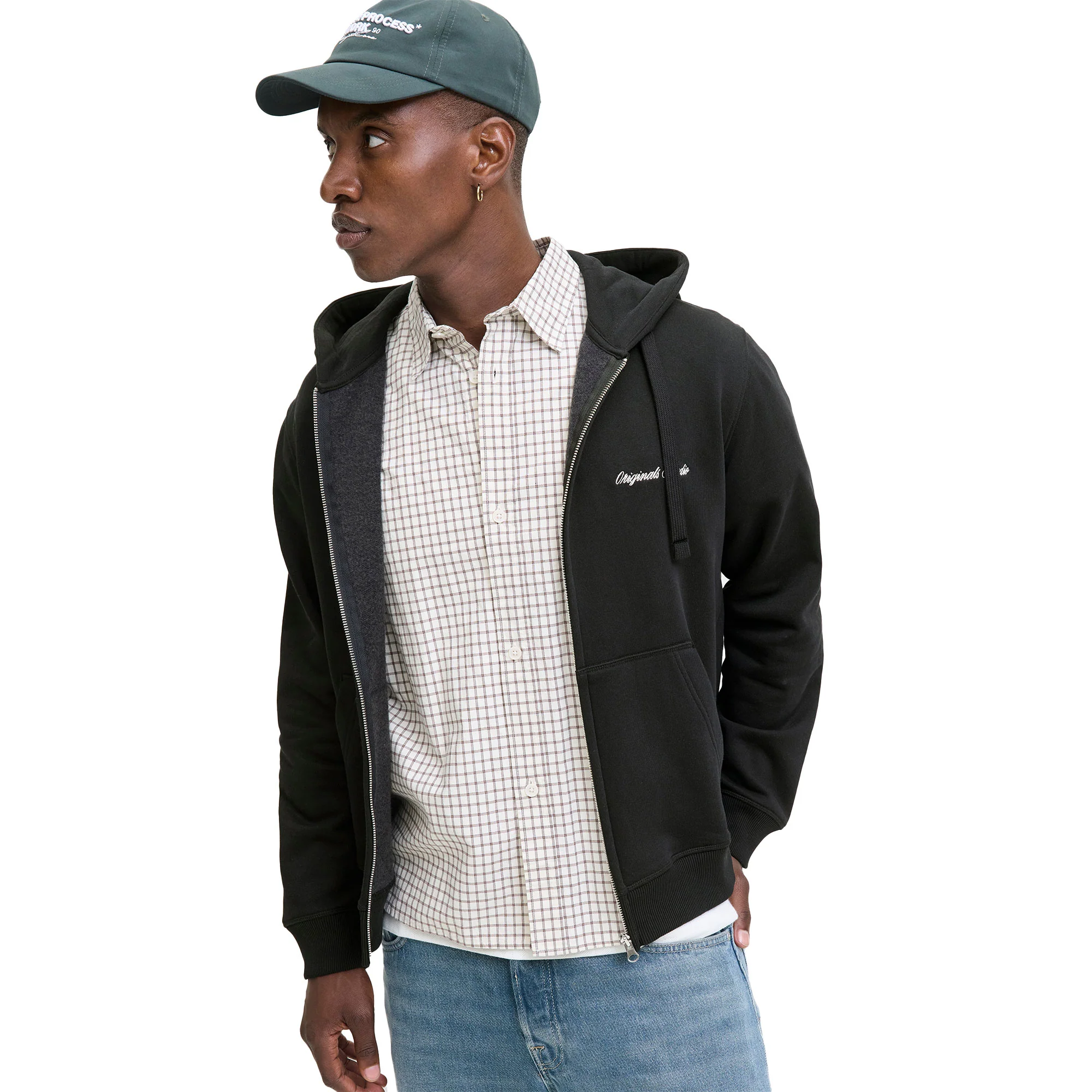 Jack & Jones Norrebro Emb Sweat Zip Hood Black - Image 3