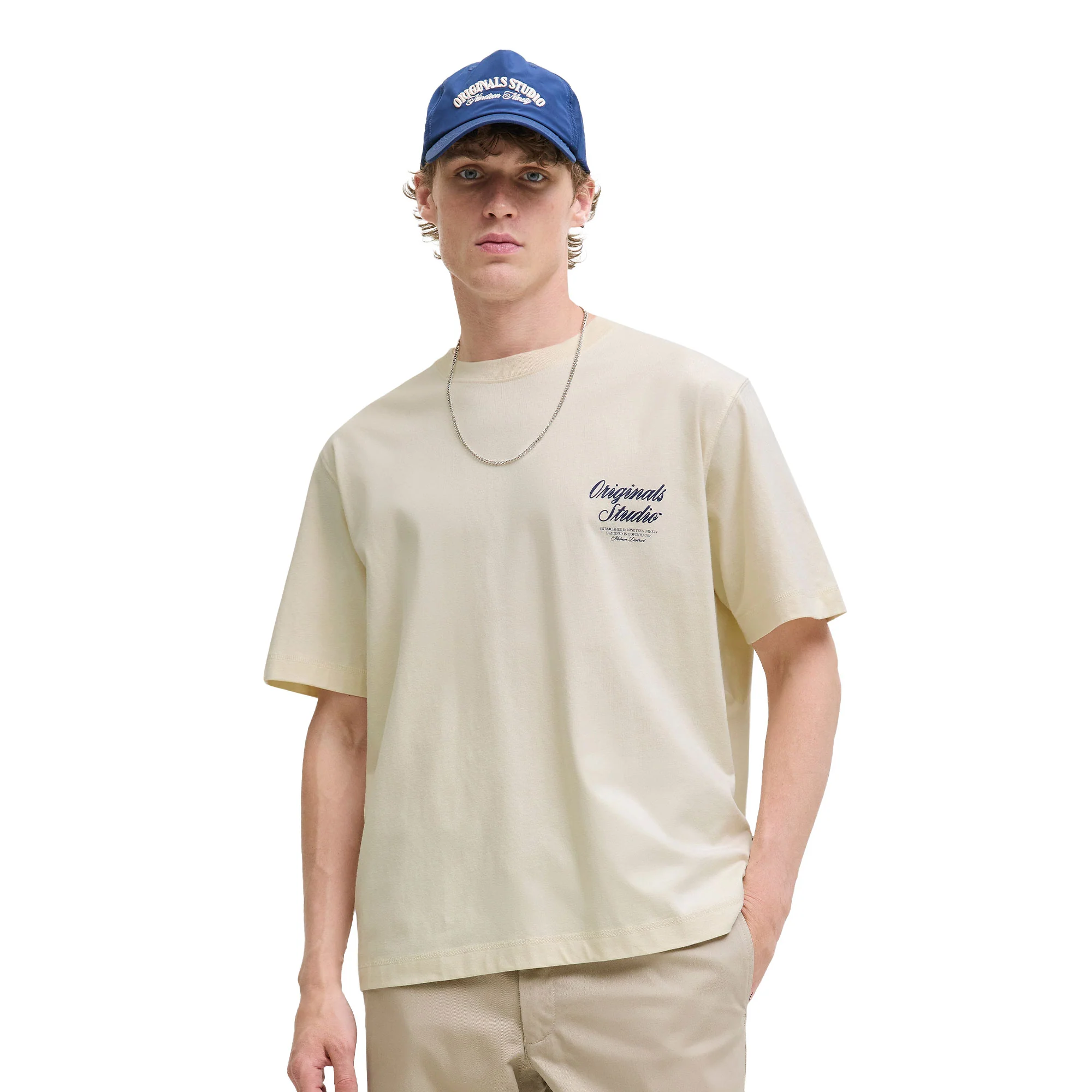 Jack & Jones Norrebro Typo Tee SS Crew Neck Antique White - Image 2