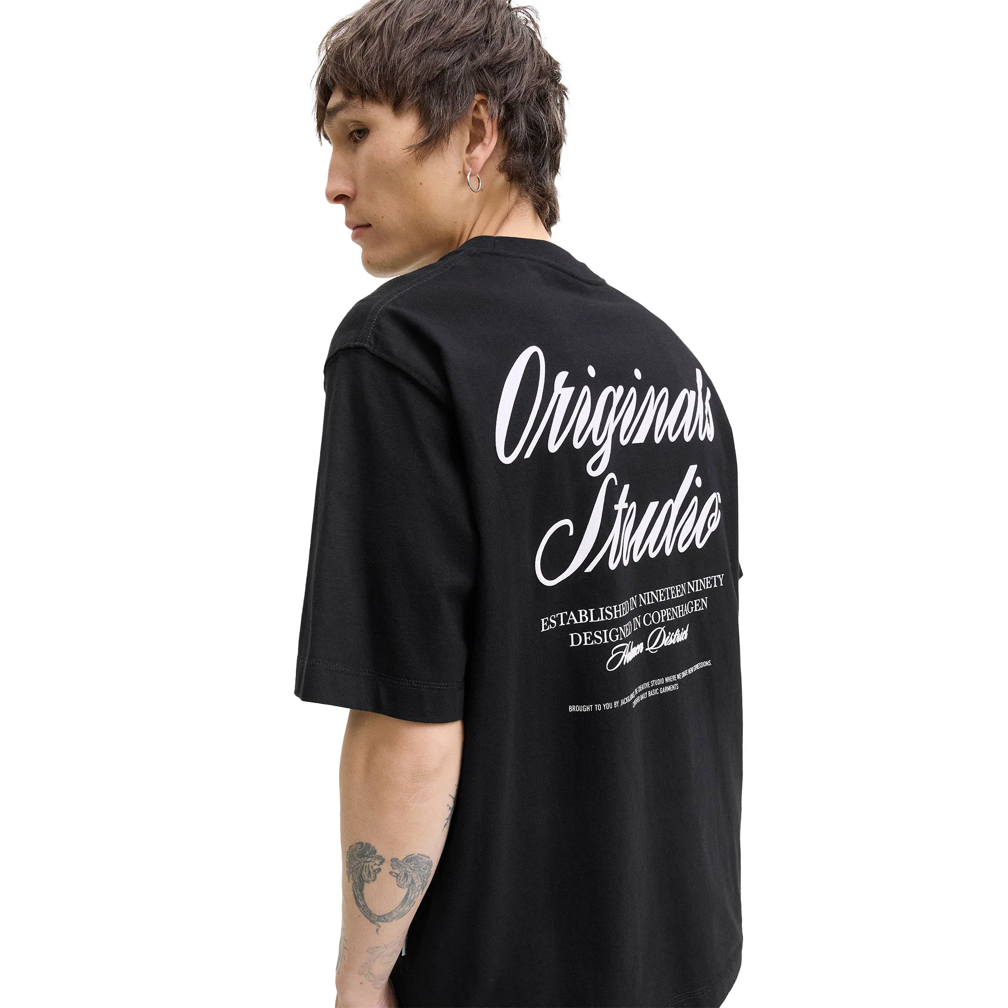 Jack & Jones Norrebro Typo Tee SS Crew Neck Black - Image 2