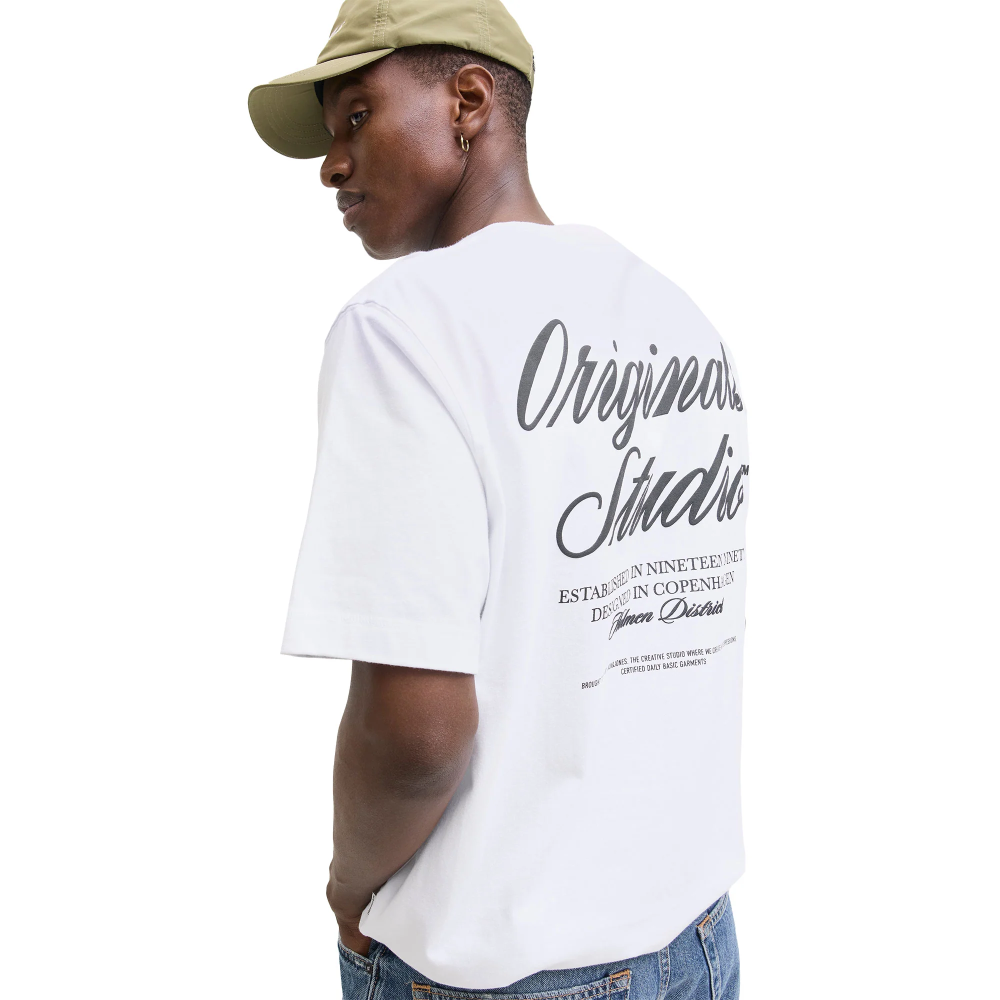 Jack & Jones Norrebro Typo Tee SS Crew Neck Bright White - Image 2
