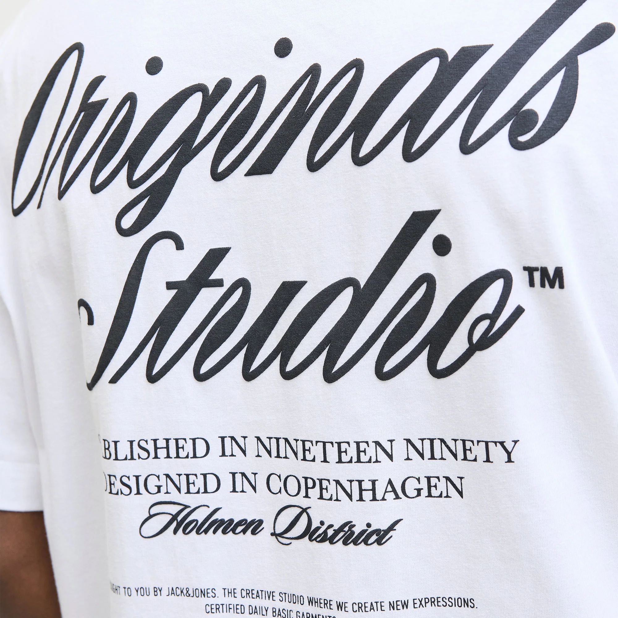 Jack & Jones Norrebro Typo Tee SS Crew Neck Bright White - Image 4