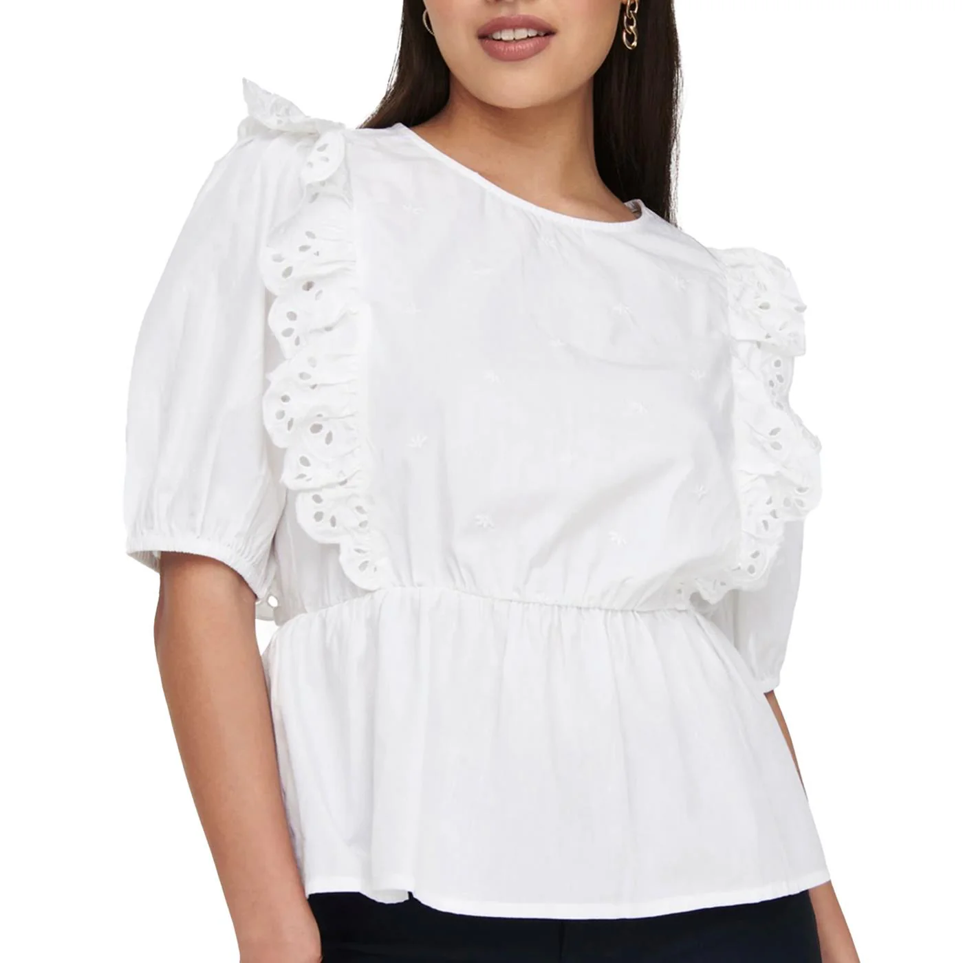 JDY Lelou 2/4 Top Wvn White - Image 3